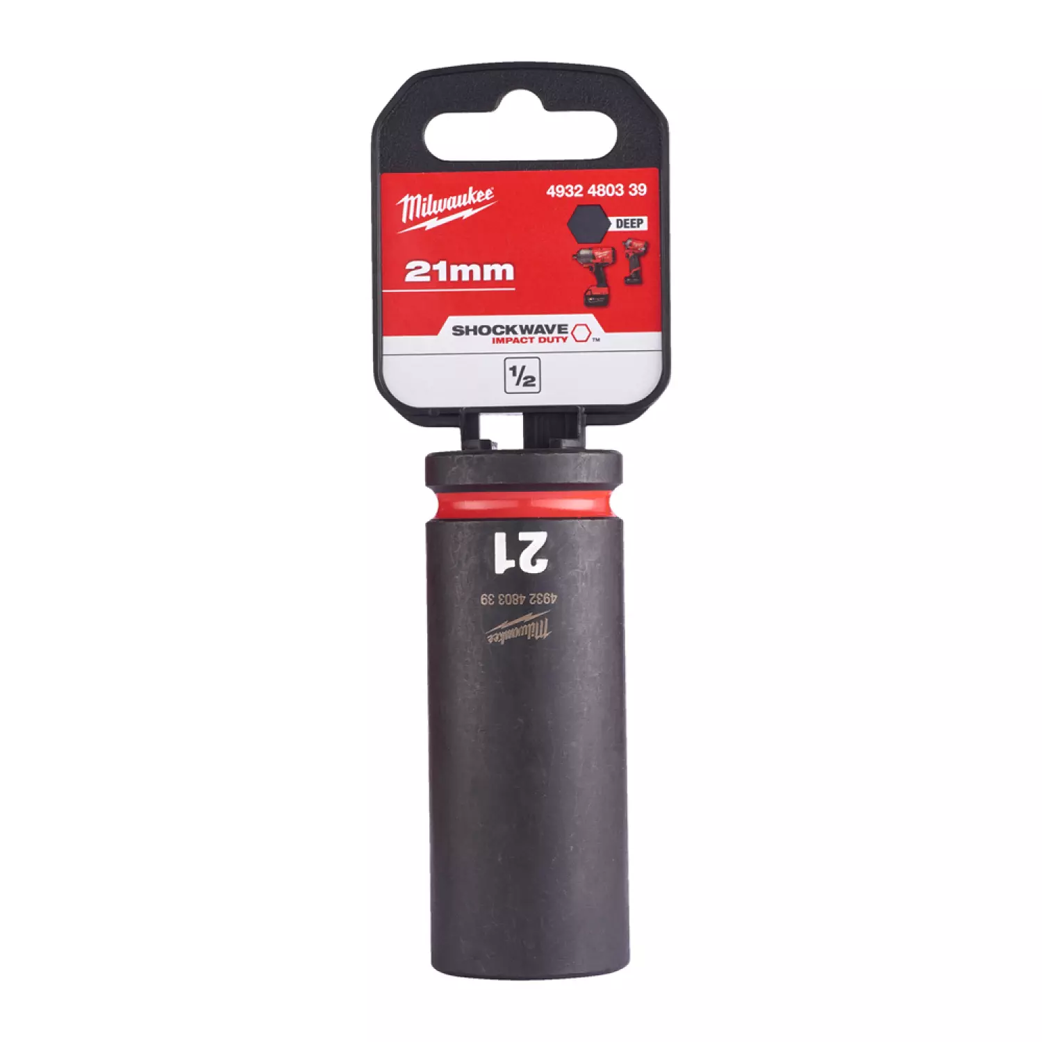 Milwaukee 4932480339 SHOCKWAVE lange krachtdop - 21 mm - 1/2"-image