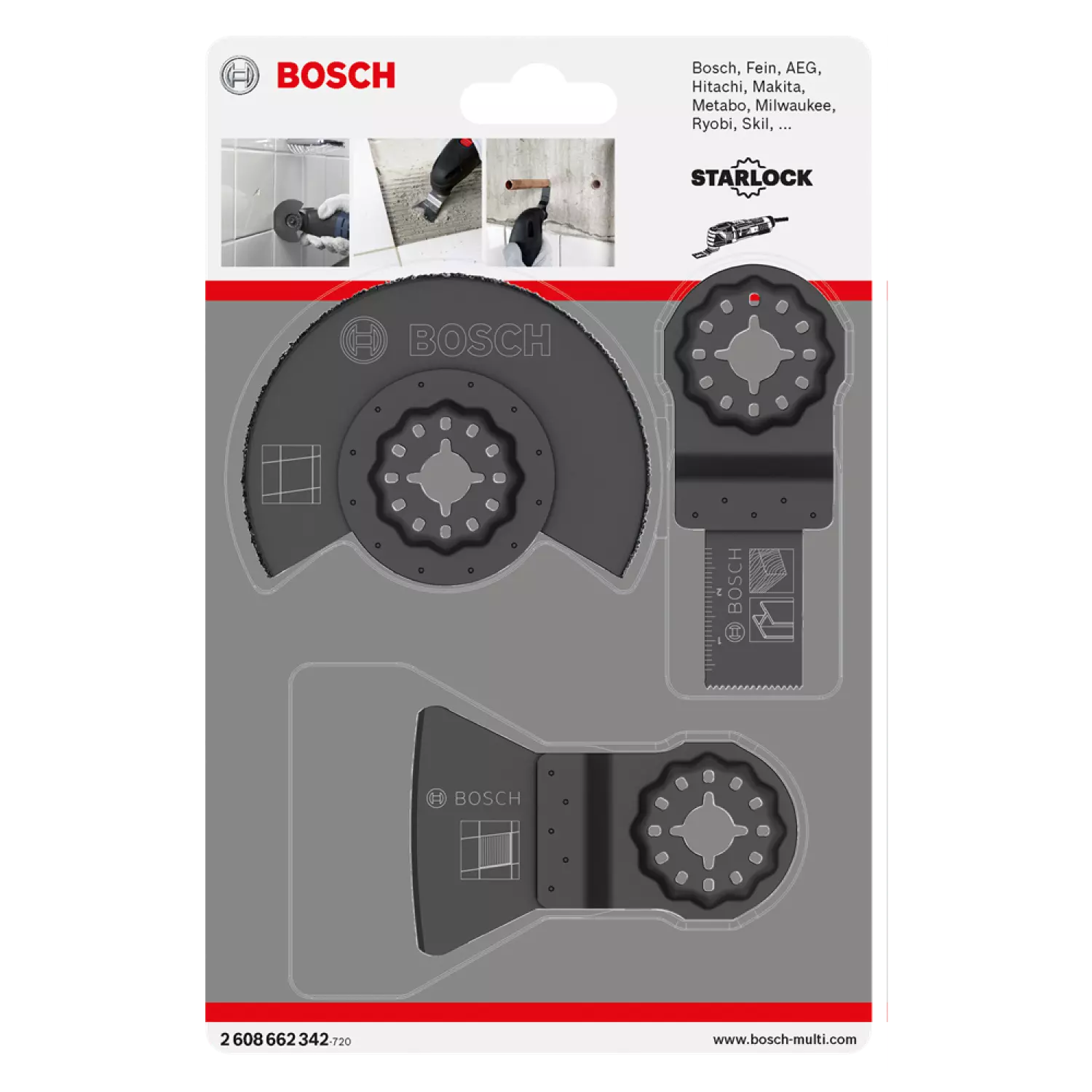 Bosch 2608662342 - Set 3 pièces Starlock Basic Tile ACZ 85 MT4, AIZ 20 AB, ATZ 52 SC