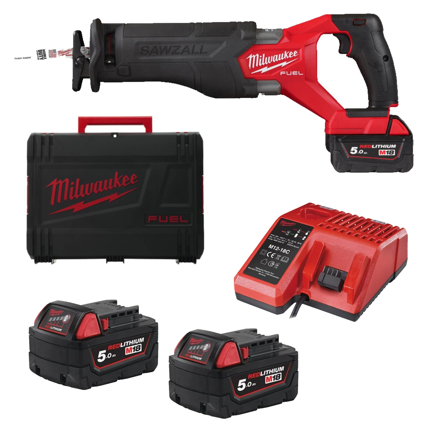 Milwaukee M18 FSZ-502X 18 V Li-ion batterie scie sabre ensemble (2x 5,0 Ah batterie) dans HD Box - sans charbon - changement rapide-image