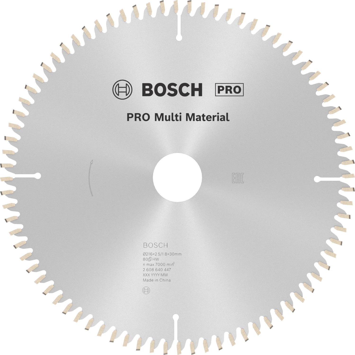 Bosch 2608640447 - Lame de Scie Circulaire Multi Material, 216 x 30 x 2,5 mm, 80D