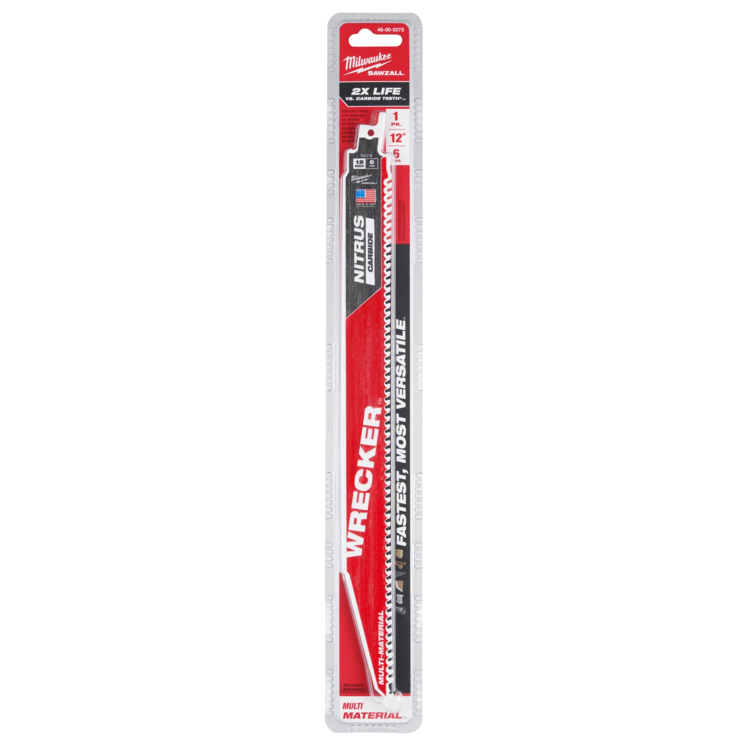Milwaukee 48475273 Lame de scie alternative Sawzall WRECKER NITRUS Carbide - 300 x 6TPI - multi mat.-image