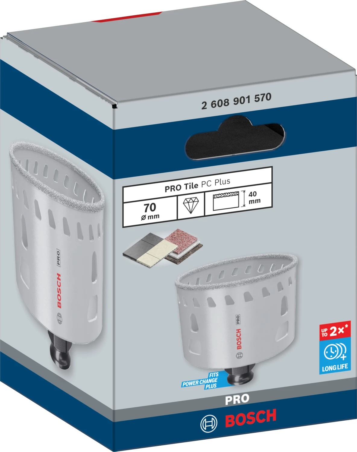 Bosch 2608901570 Scie cloche diamantée PRO Tile PC Plus pour carrelage - 70 mm-image
