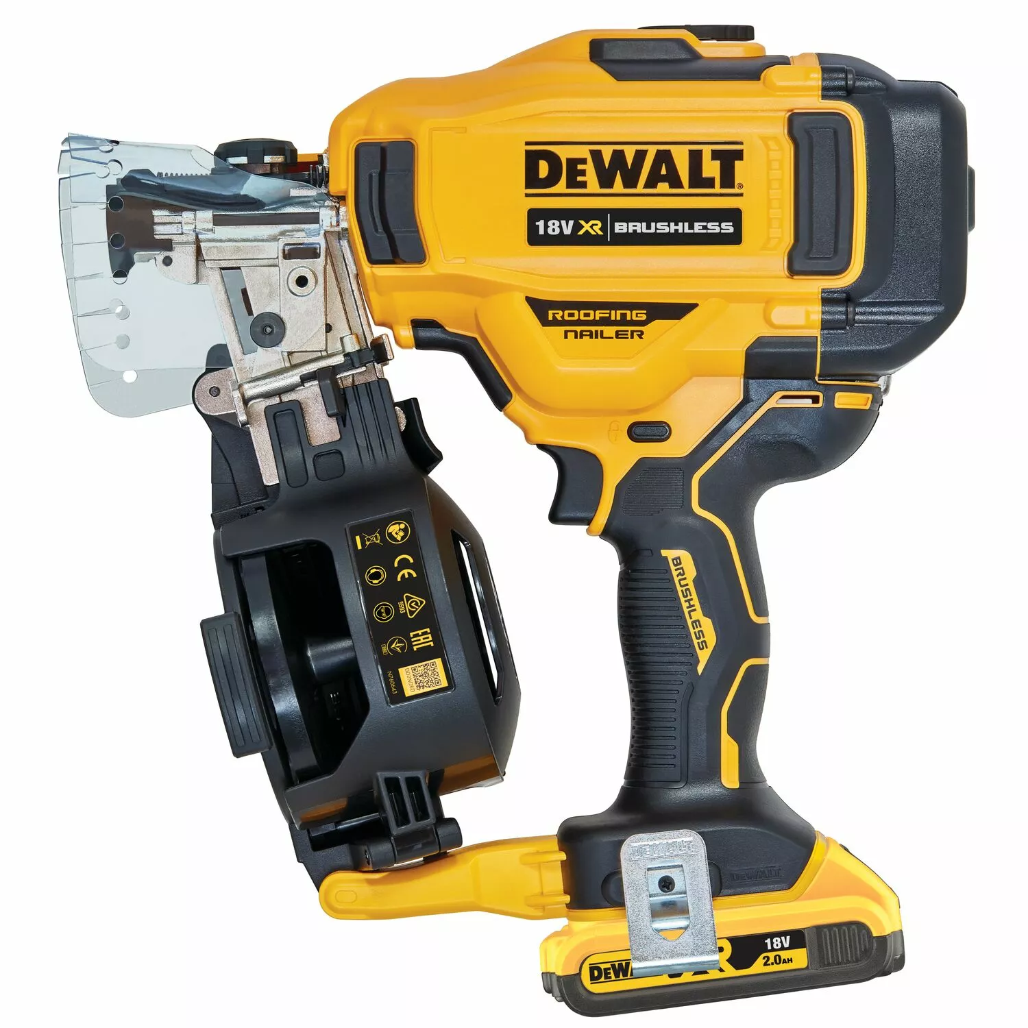 DeWALT DCN45RND2 18 V Li-ion XR kit de cloueur à rouleau sans fil pour toiture (2 x 2,0 Ah) dans TSTAK - 19-45 mm - sans charbons-image