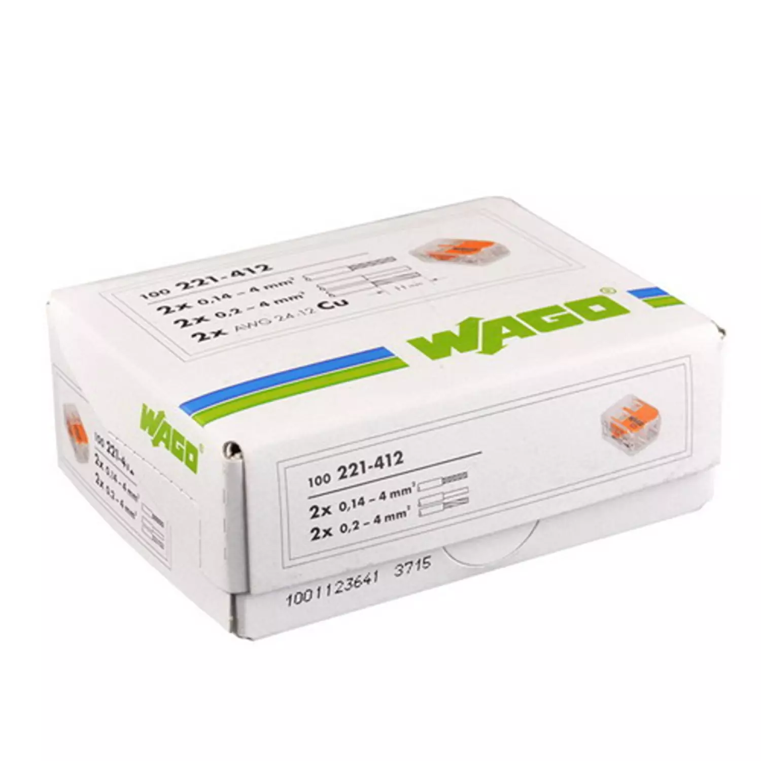 Wago 221-412 Lasklem 2-gaats - 4mm - hersluitbaar - transparant-oranje (100st)-image