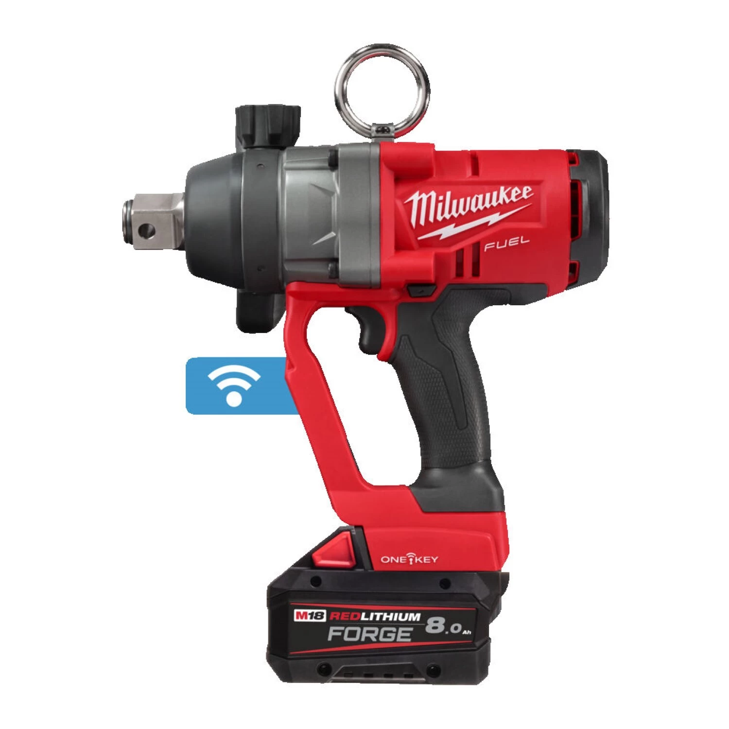 Milwaukee M18 ONEFHIWF1-802X 18 V Li-ion batterie à clé à chocs avec anneau de friction ensemble (2 batteries 8,0 Ah) - 1'' - 2400 Nm-image