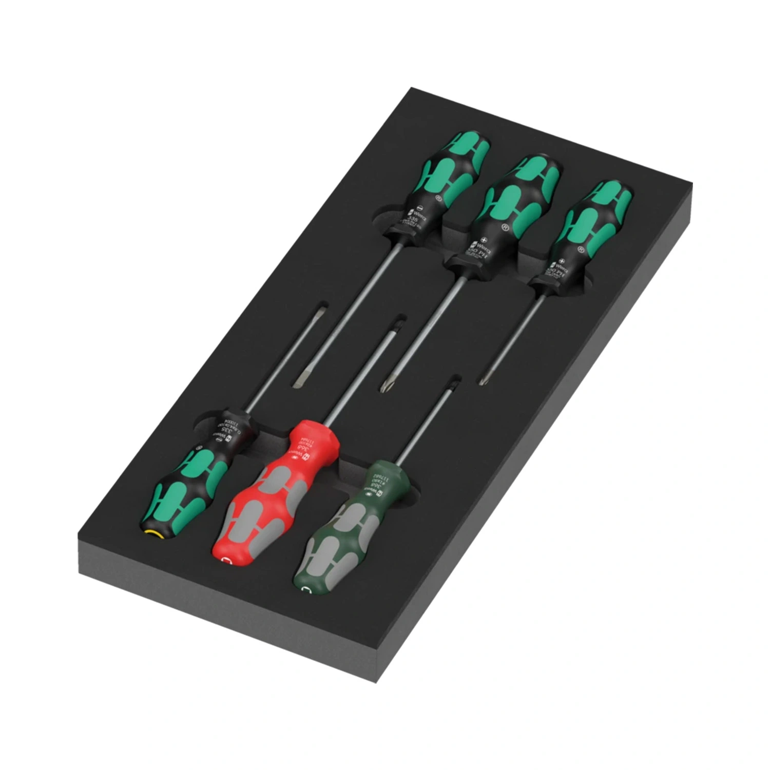 Wera 05150129001 jeu de tournevis 7 pièces 9719 Kraftform Serie 300 set 3 dans un insert en mousse - PH/SL/Robertson