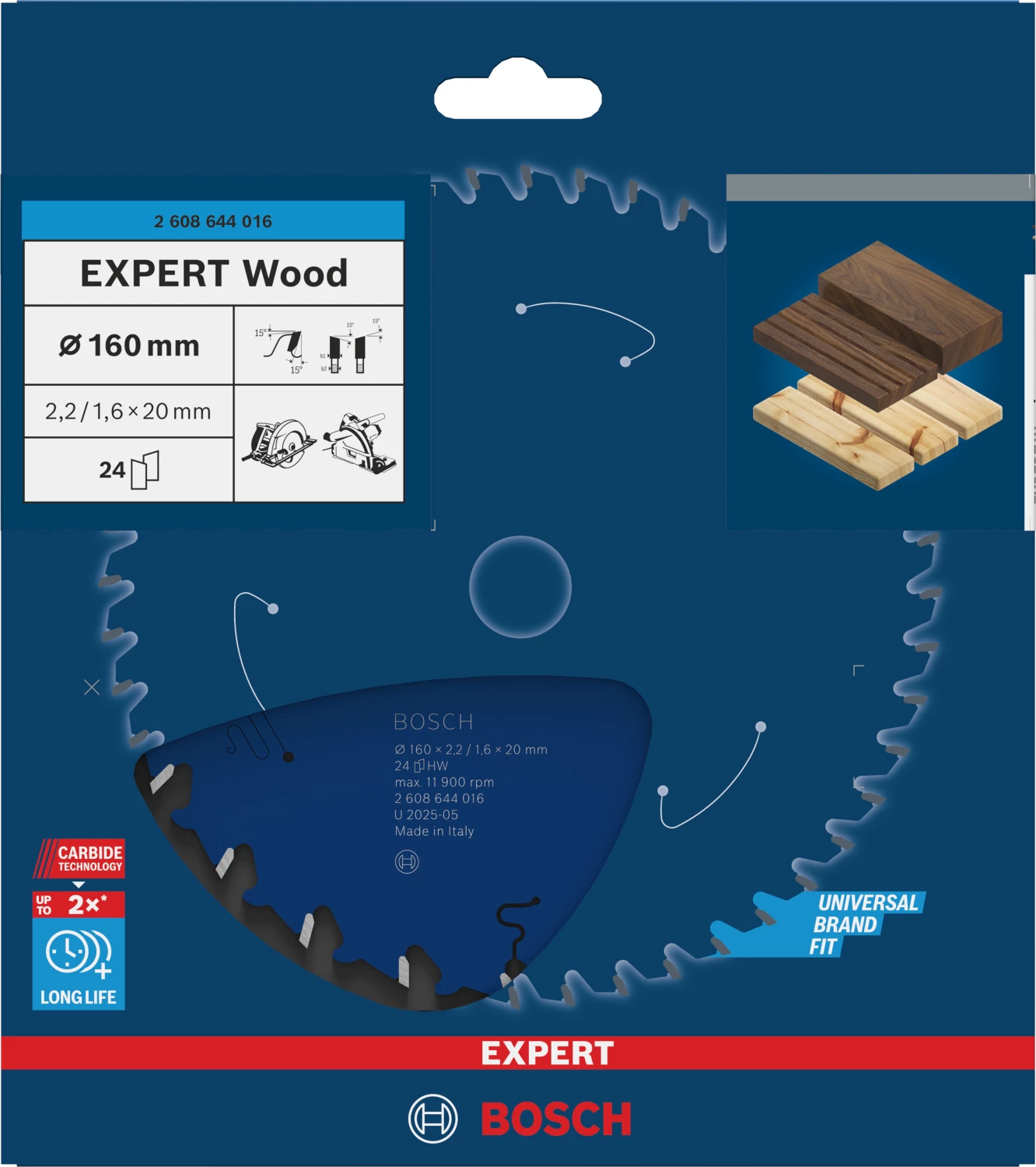 Bosch 2608644016 Expert Cirkelzaagblad - 160 x 20 x 24T - Hout - Carbide-image