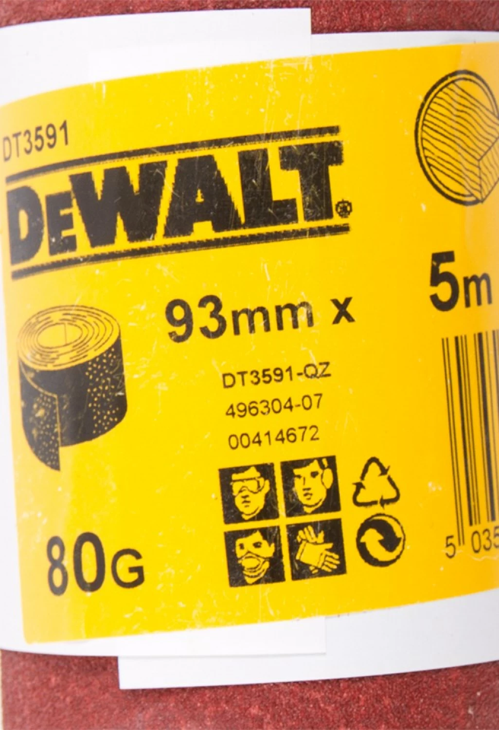 DeWALT DT3591 Papier abrasif - K80 - rouleau de 5 mètres - 93 mm-image