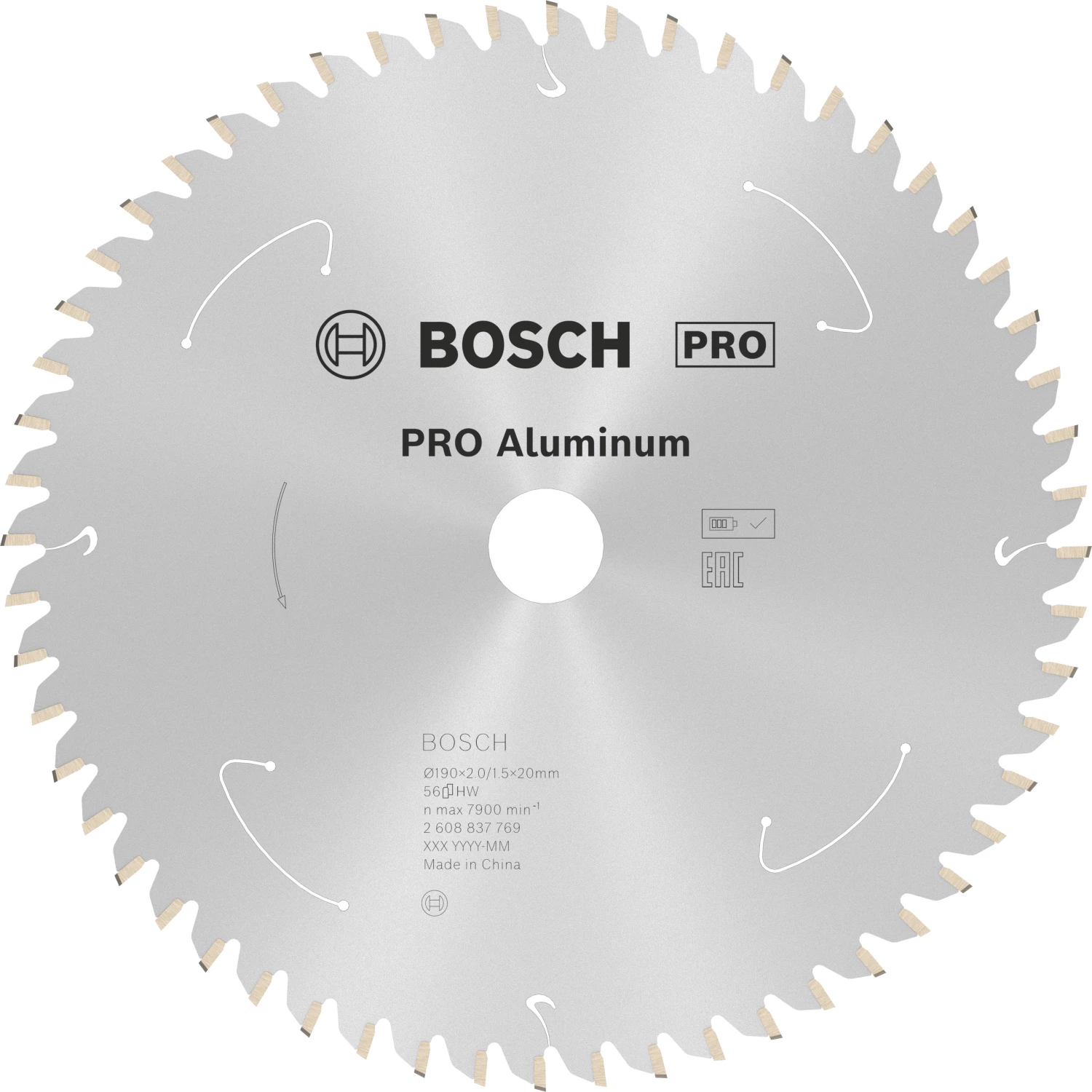 Bosch 2608837769 PRO cirkelzaagblad - 190 x 20 x 56T - aluminium-image