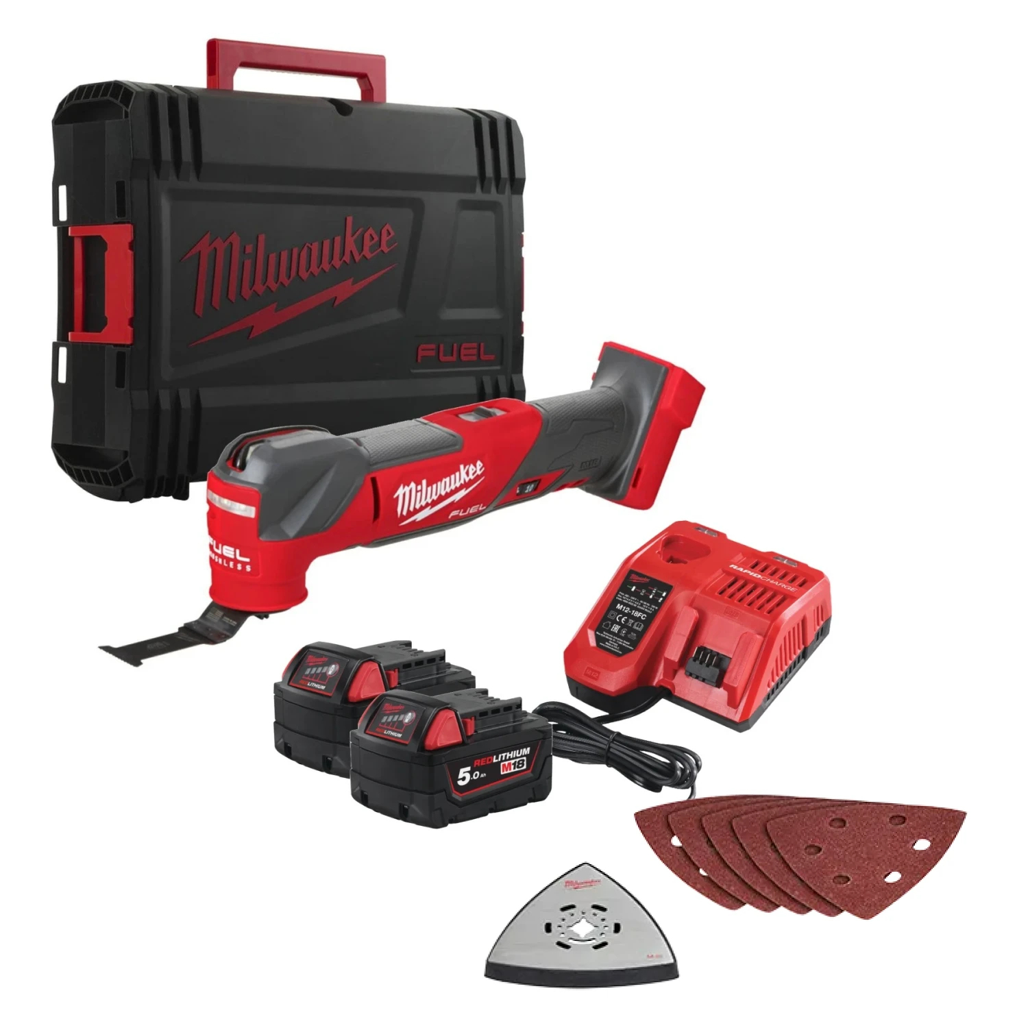 Milwaukee M18 FMT-502X Kit multitool sans-fil - 18V Li-ion – 2 batteries 5,0 Ah – Inclus 8 accessoires et HD Box-image