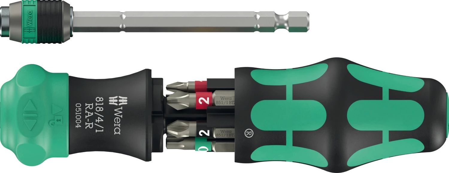 Wera 05051513001 Kraftform Kompakt 20 RA-R Tournevis à embouts interchangeables - 6 en 1 multi-embouts - avec fonction cliquet-image