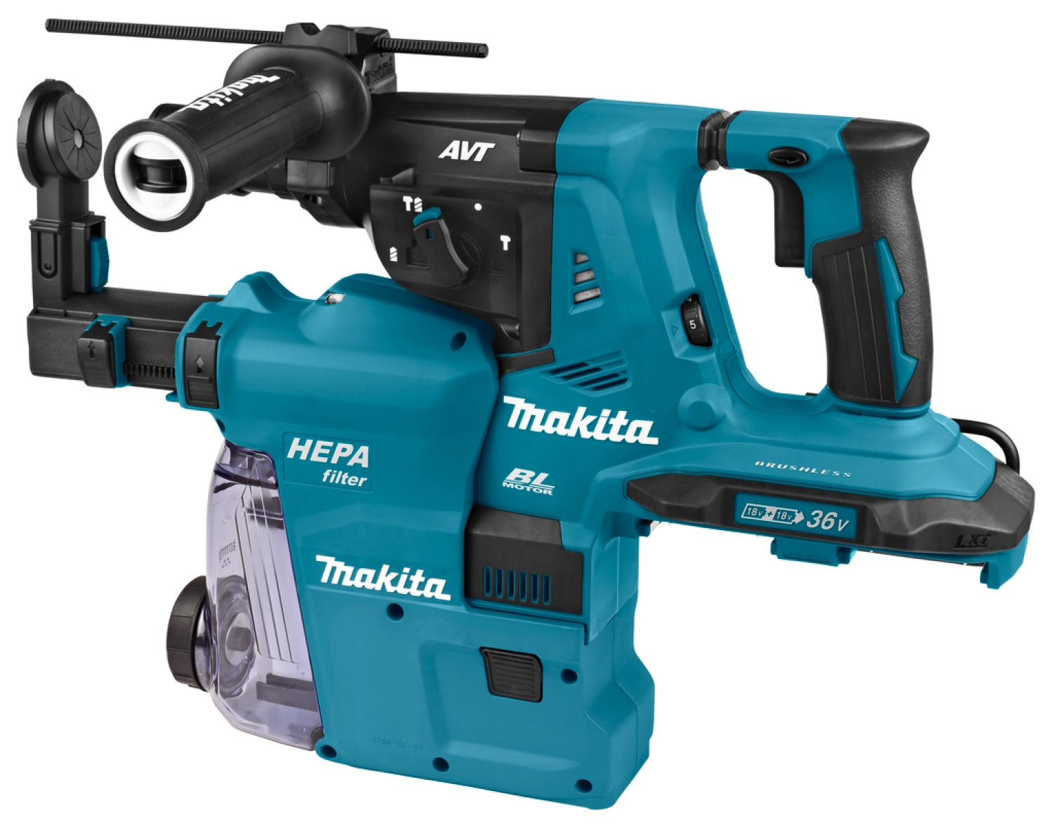 Makita DHR283ZWJU - Perforateur burineur sans-fil - 36V (2x 18V) Li-ion - SDS-plus - Système d'aspiration - Machine seule - MAKPAC - 2,9 J - Brushless-image