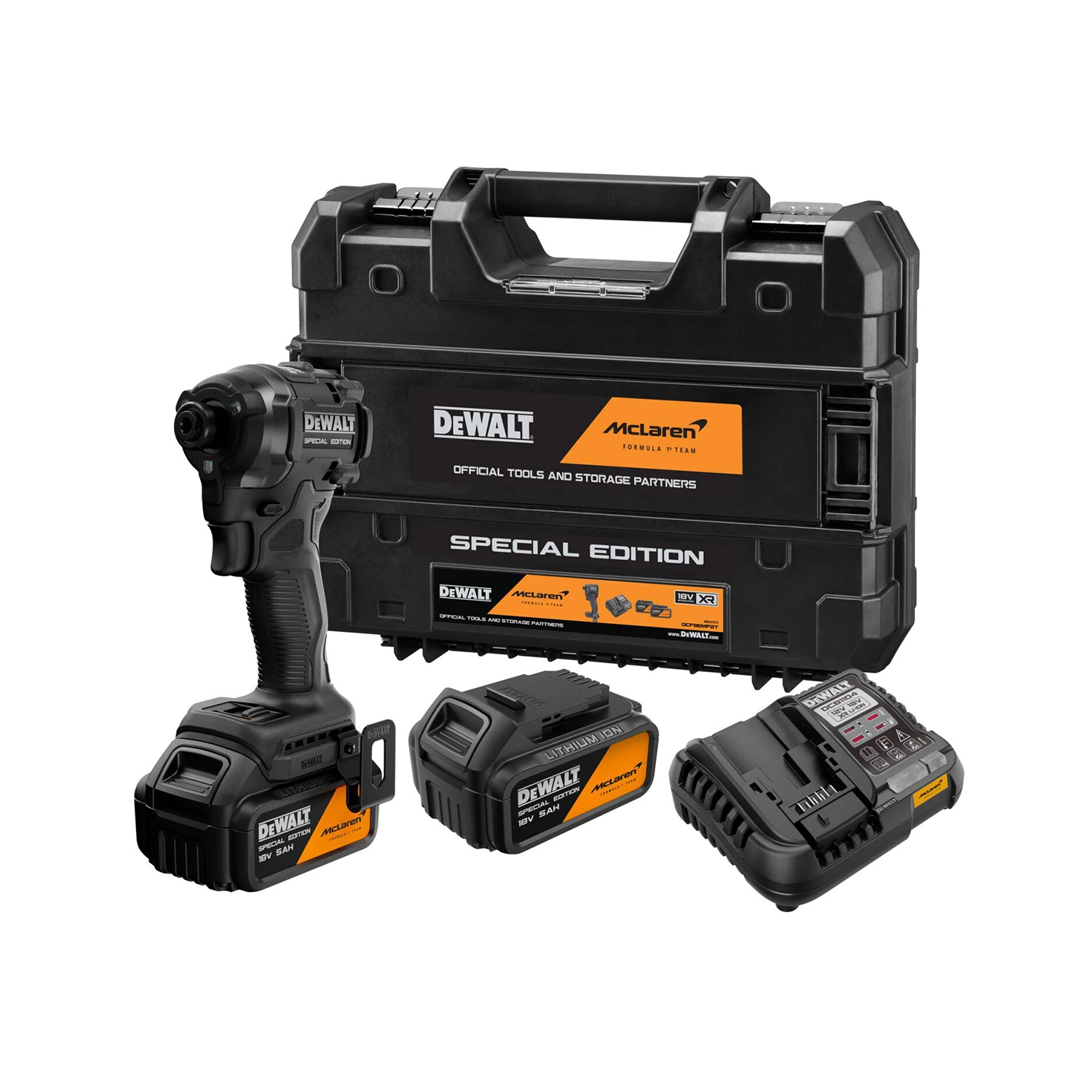 DeWALT X MCLAREN DCF86MP2T-QW 18V XR accu slagschroevendraaier set ( 2x 5.0Ah accu + lader)-image