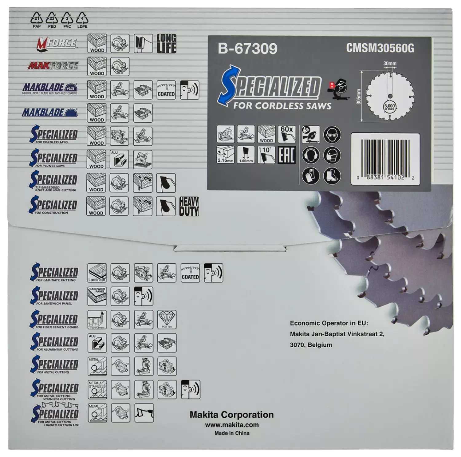 Makita B-67309 Efficut Afkortzaagblad Hout - 305x30x2,15mm 60T-image