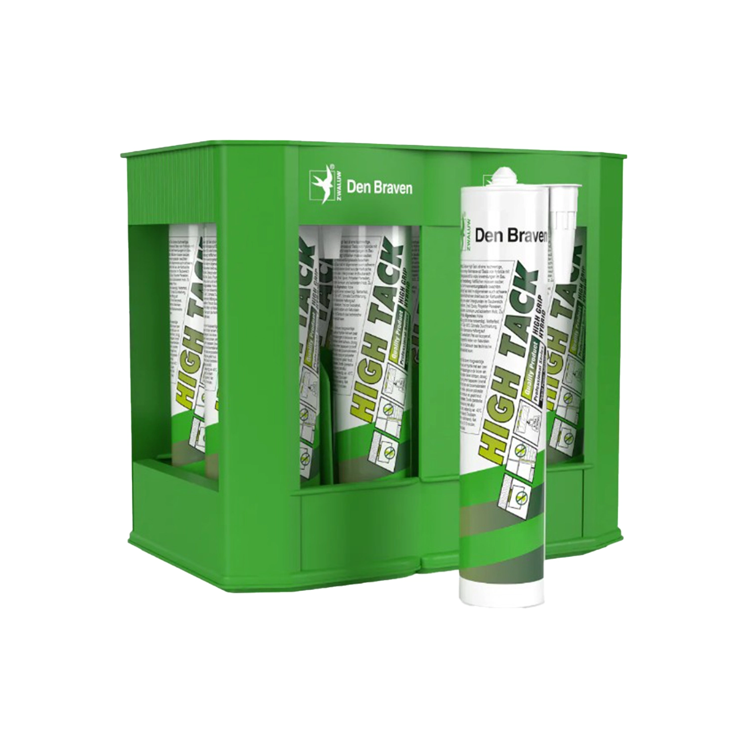 Zwaluw Hightack blanc dans caisse verte (12 tubes de 290 ml)-image