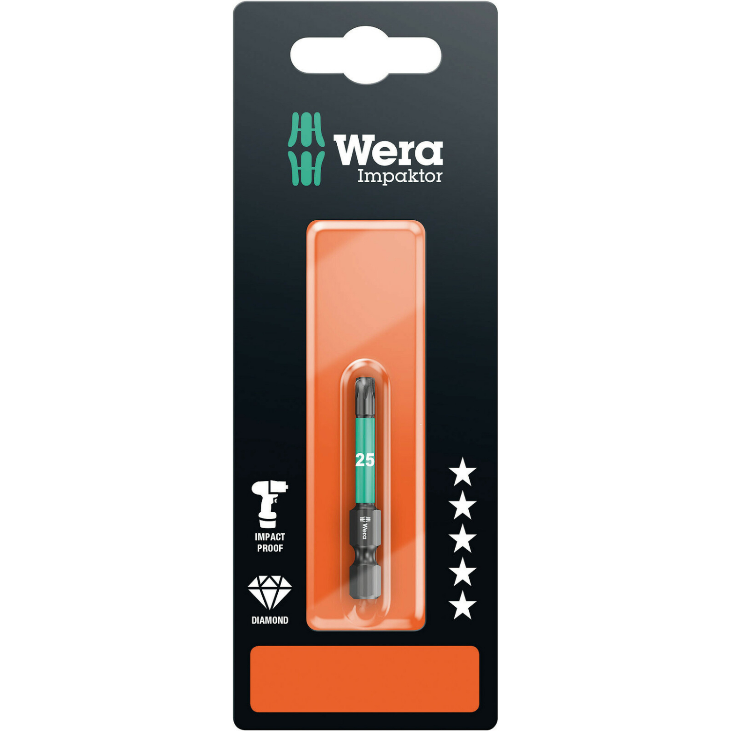 Wera 5073964001 1/4" Torx Impaktor Bit - T20 x 50mm-image