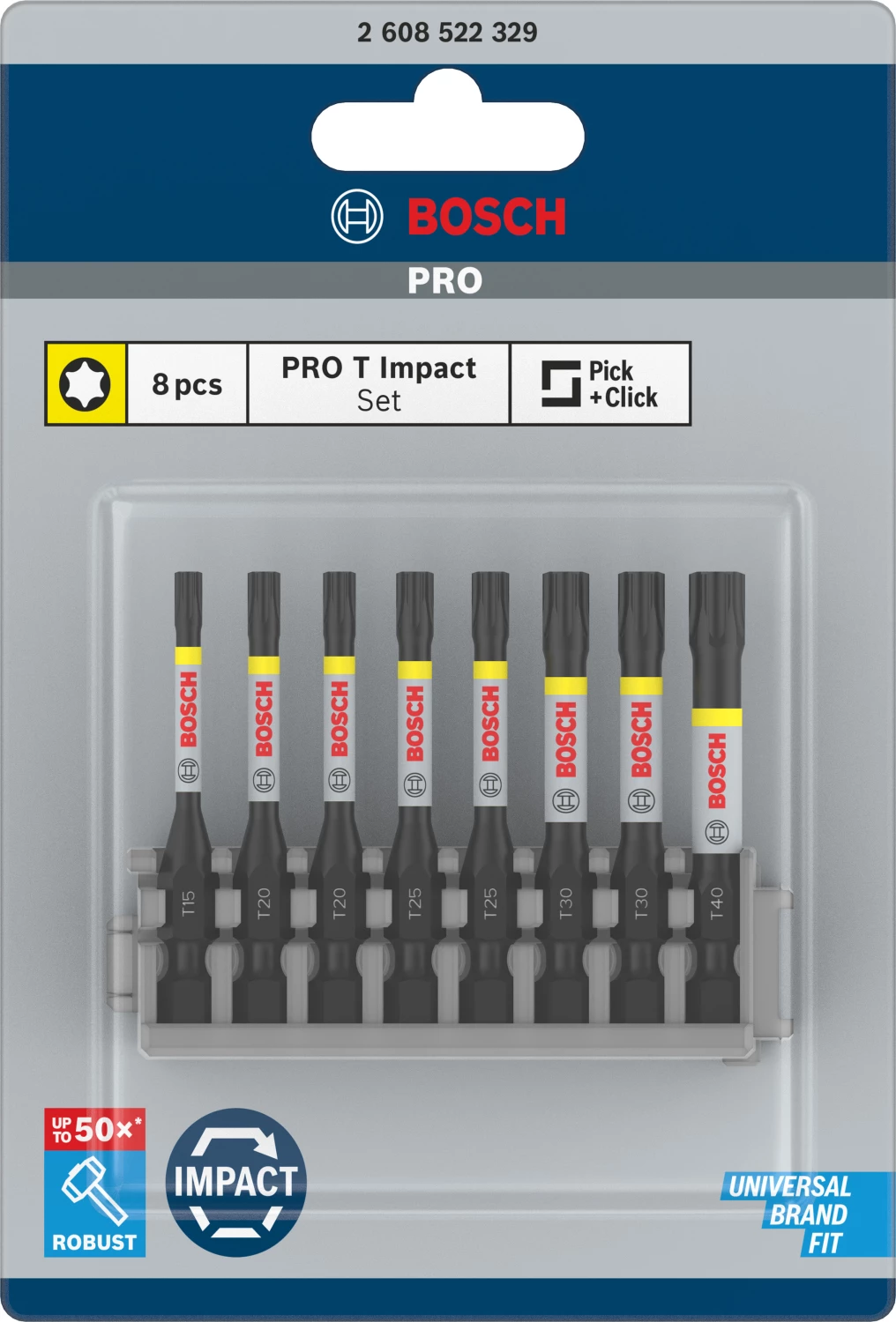 Bosch 2608522329 - Embout de vissage Impact Control T15 / T20 / T25 / T30 / T40 50 mm 8x-image