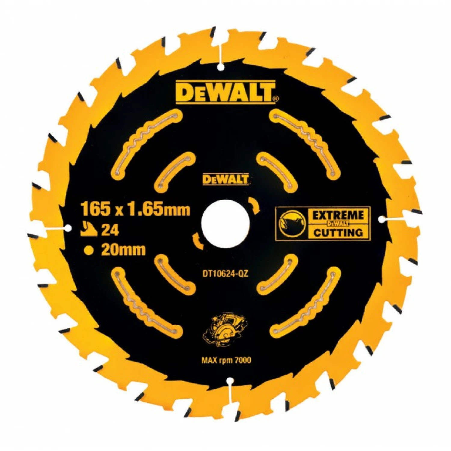 DeWALT DT10624 Extreme Cirkelzaagblad - 165 x 20 x 24T - Hout (Met Nagels)-image