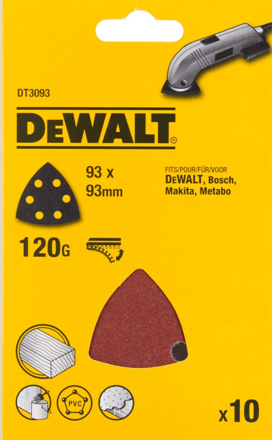 DeWALT DT3093-QZ deltaschuurpapier - K120 - 93mm (10st)-image