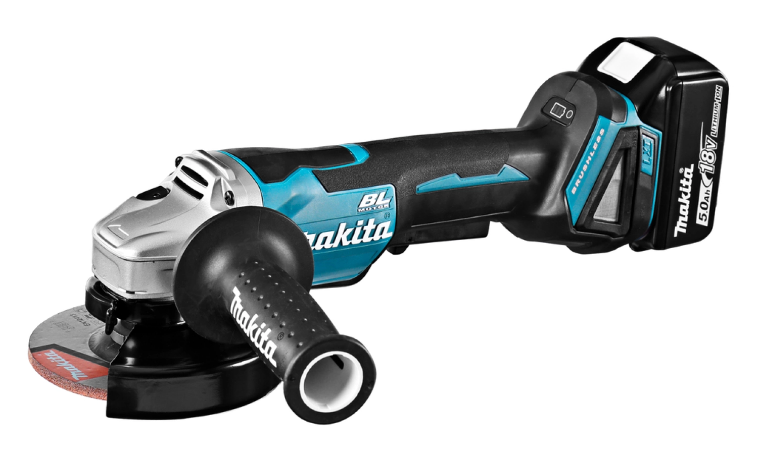 Makita DGA505RTJ 18V Li-Ion Accu haakse slijper set (2x 5.0Ah accu) in Mbox - 125mm - koolborstelloos - softstart-image