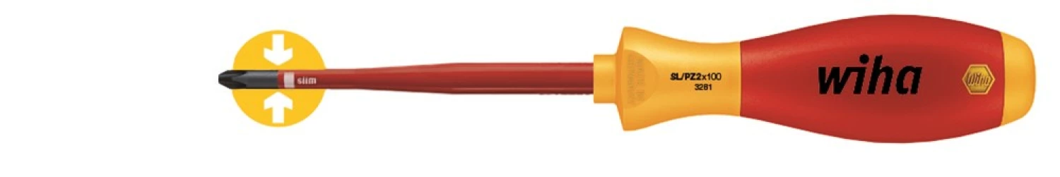 Wiha 3281 SoftFinish electric slimFix PlusMinus Schroevendraaier - Pozidriv/Sleuf - PZ2 x 100mm-image