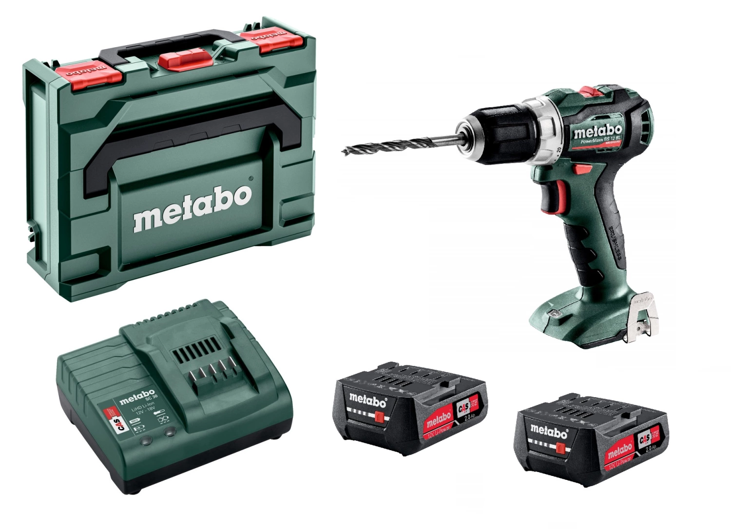 Metabo PowerMaxx BS 12 BL 12V Li-Ion accu boor-/schroefmachine set (2x 2,0Ah accu) in metaBOX - koolborstelloos-image