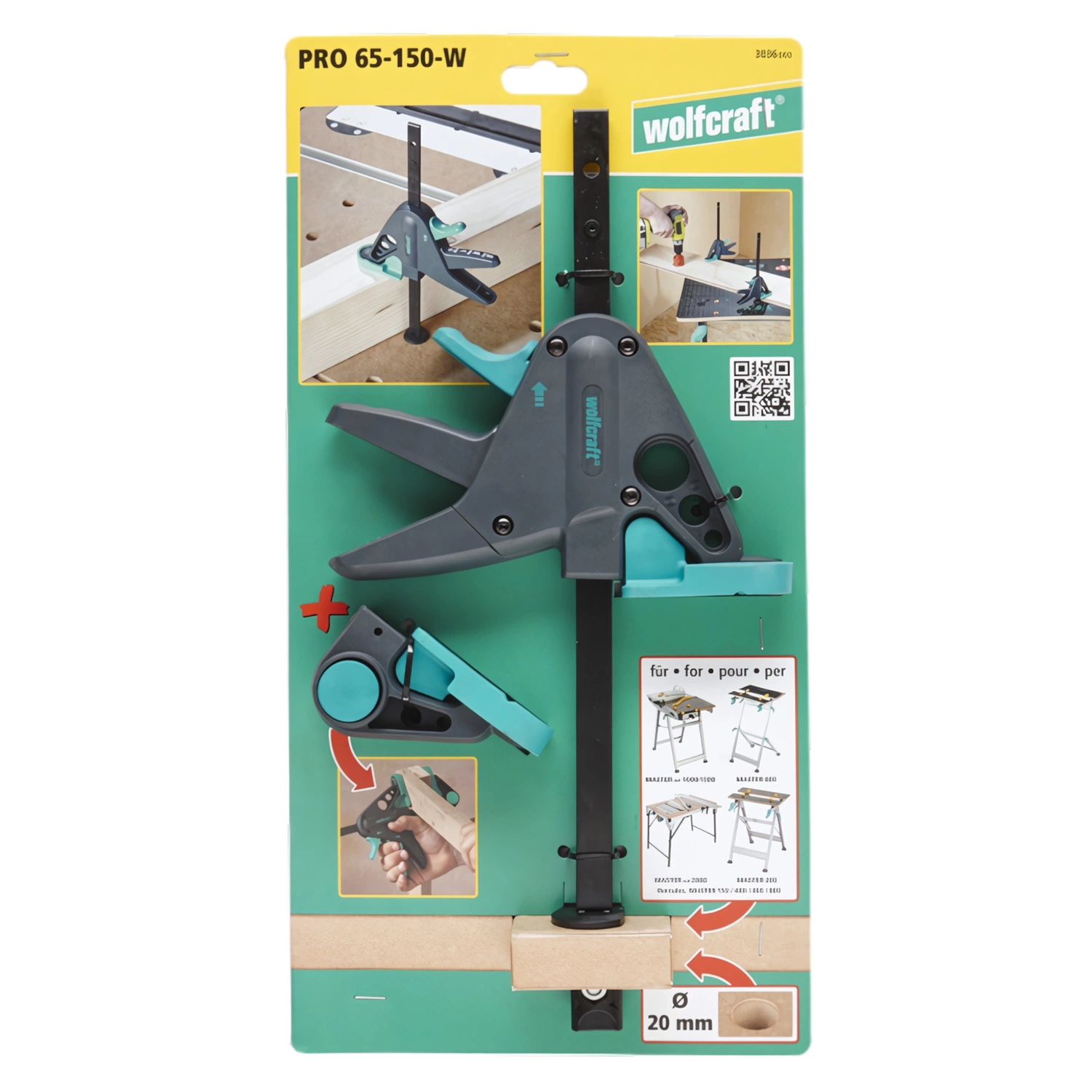 Wolfcraft 3036000 Tendeur de plan de travail PRO 65-150-W pour établi-image
