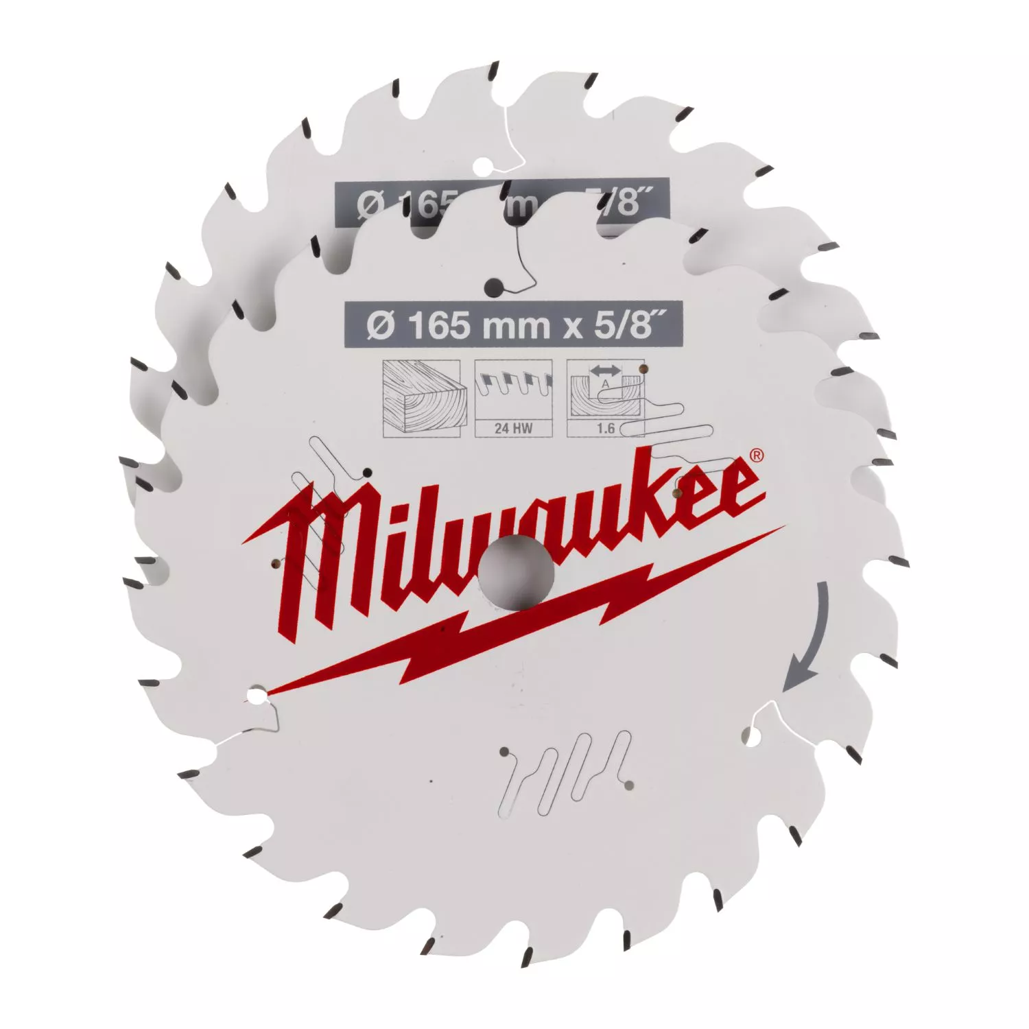 Milwaukee 4932479836 Lame de scie circulaire - 165 x 15,87 x 24T - bois - lot de deux-image