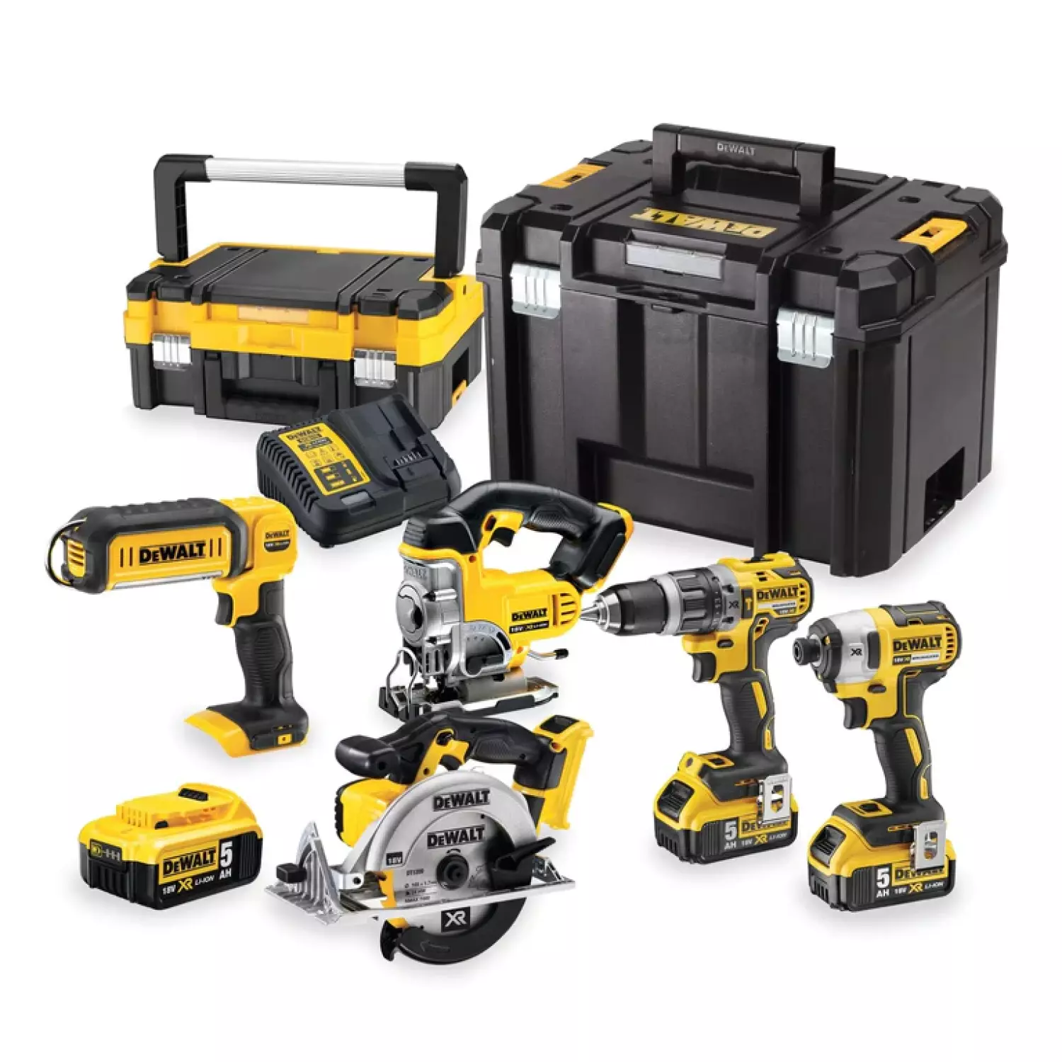 DeWALT DCK551P3T-QW 18V Li-ion XR accu 3-delige combiset (3x 5.0Ah) in 2 TSTAK koffers-image