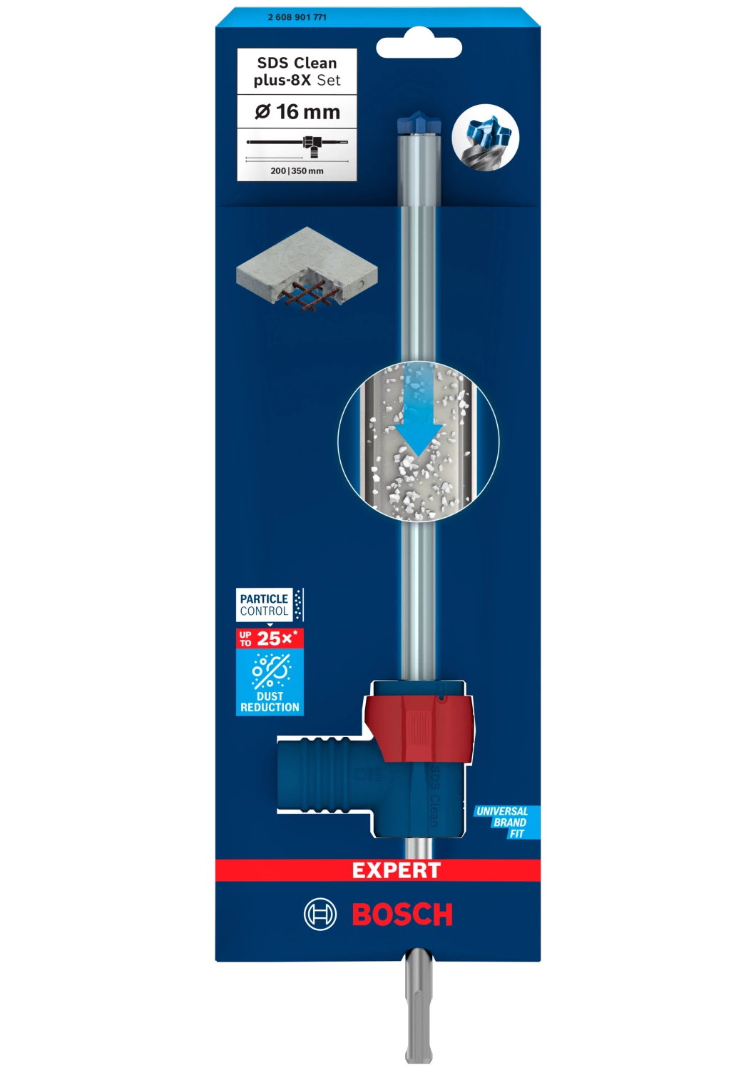 Bosch 2608901771 EXPERT Foret à Marteau SDS Clean SDS plus-8X - 16x200x350mm avec connecteur-image