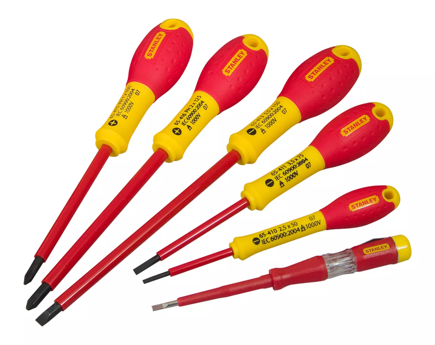 Stanley 0-65-441 - 6Pcs FatMax Set De Tournevis VDE Elec/Ph/Testeur Tension-image