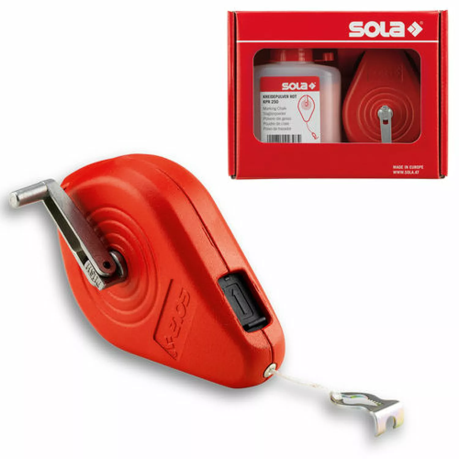 Sola CLM 30 SET R Mètre à ruban avec poudre - 30 m - Rouge-image