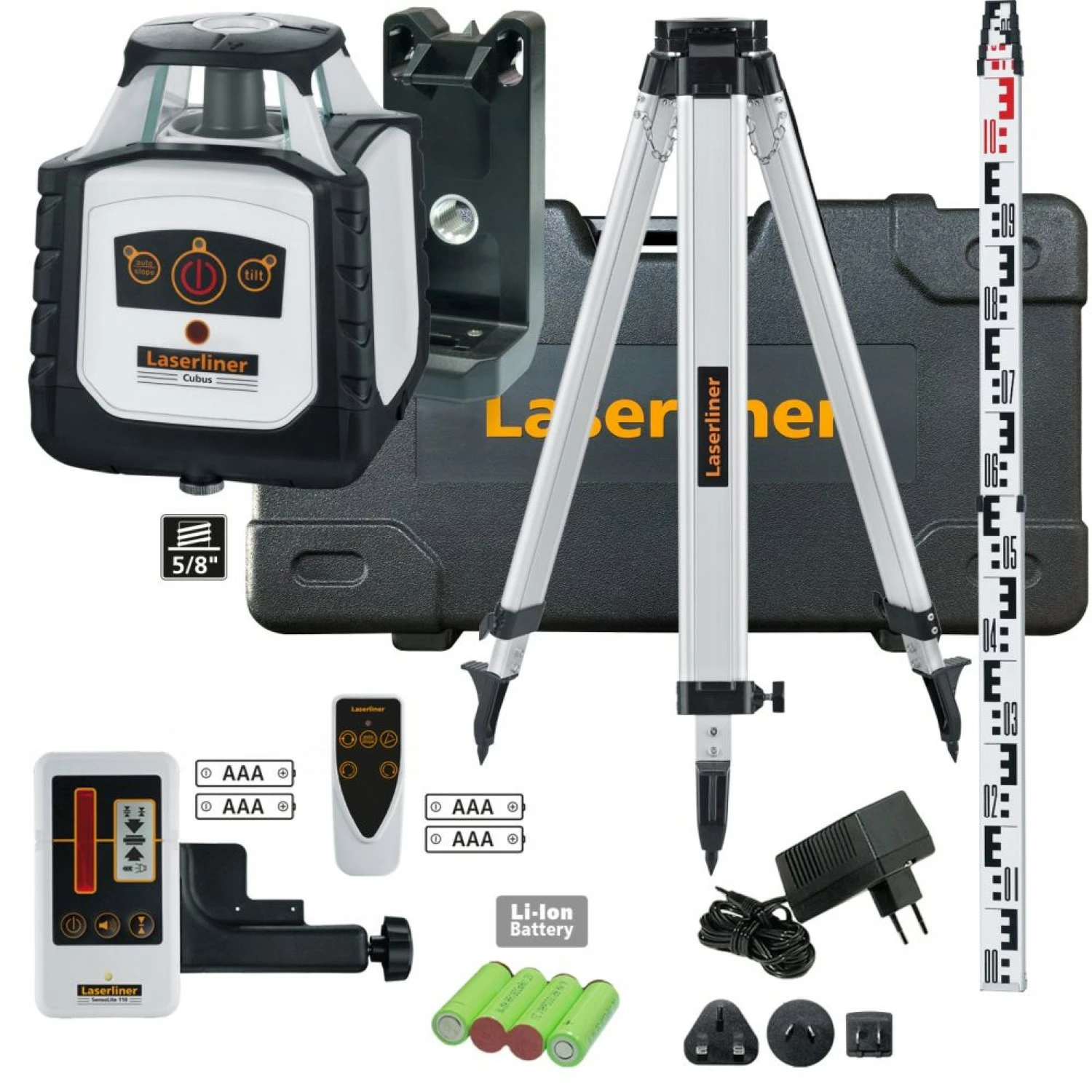 Laserliner Cubus 110 S Rotatielaser set incl. statief en koffer - Rood - 200 m-image