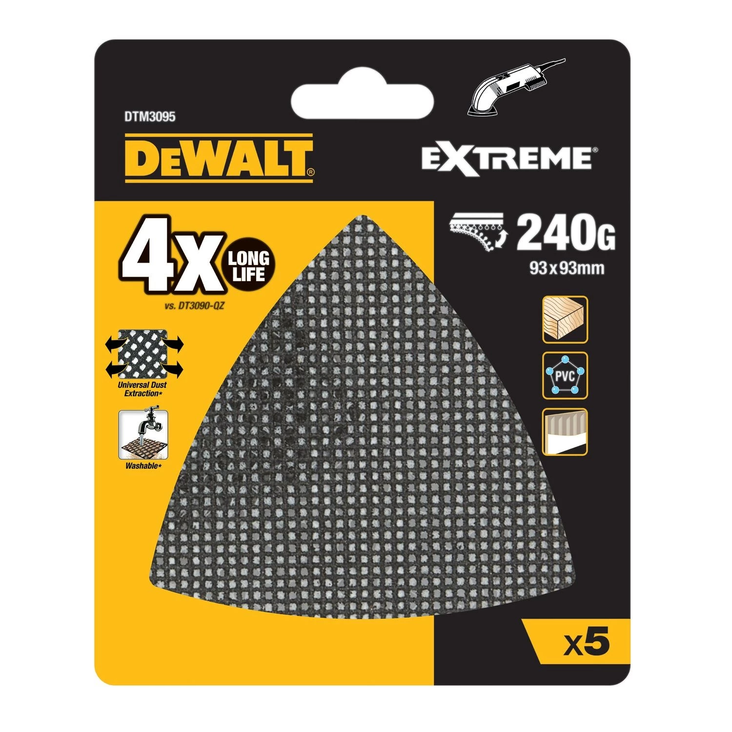 DeWALT DTM3095 Mesh schuurgaas - K240 - 93x93mm - 5st
