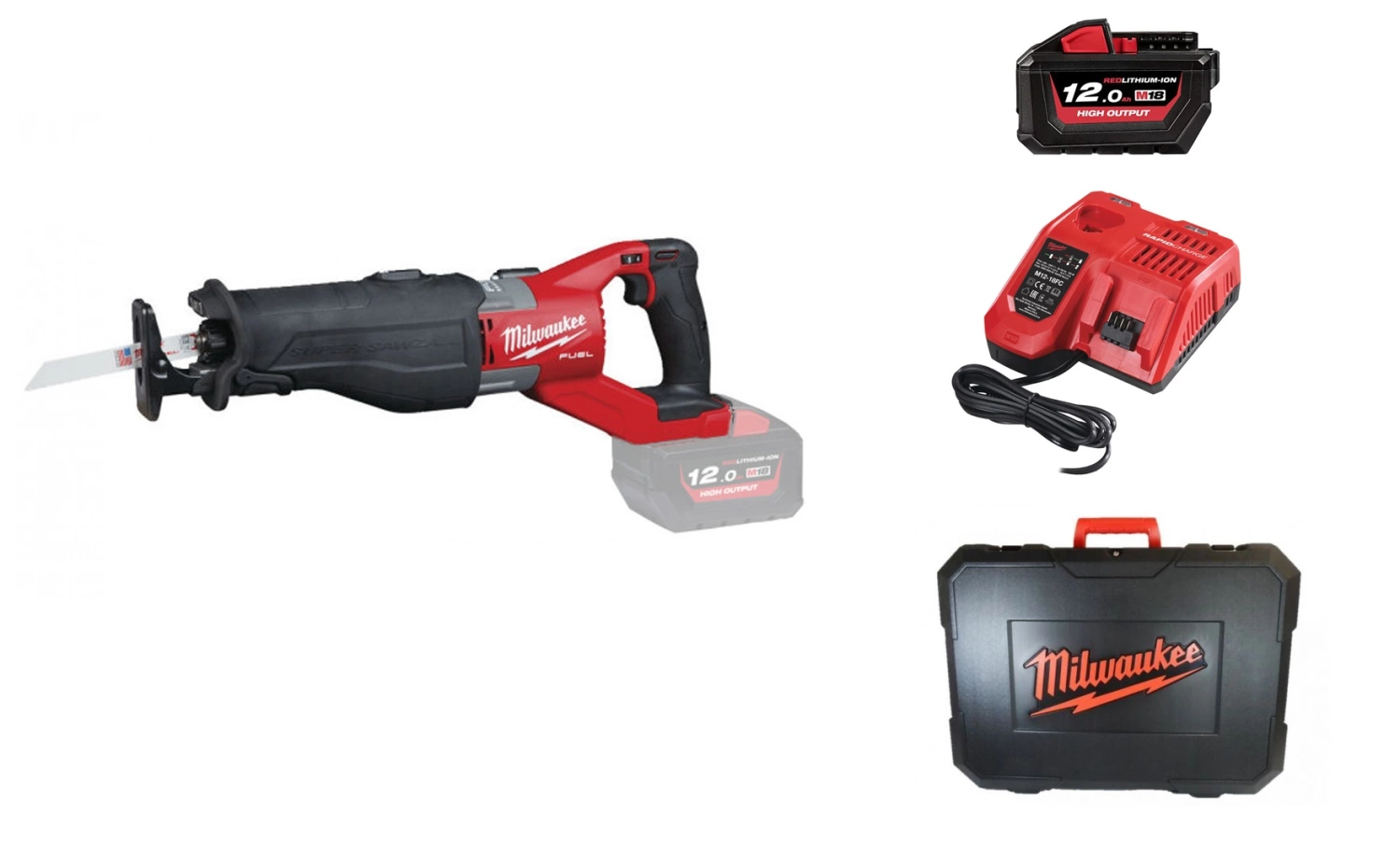 Milwaukee M18 FSX-121X Super Sawzall 18V Li-ion accu Scie sabre set (1x 12.0Ah accu) en coffret - Echangement rapide - Moteur BL-image