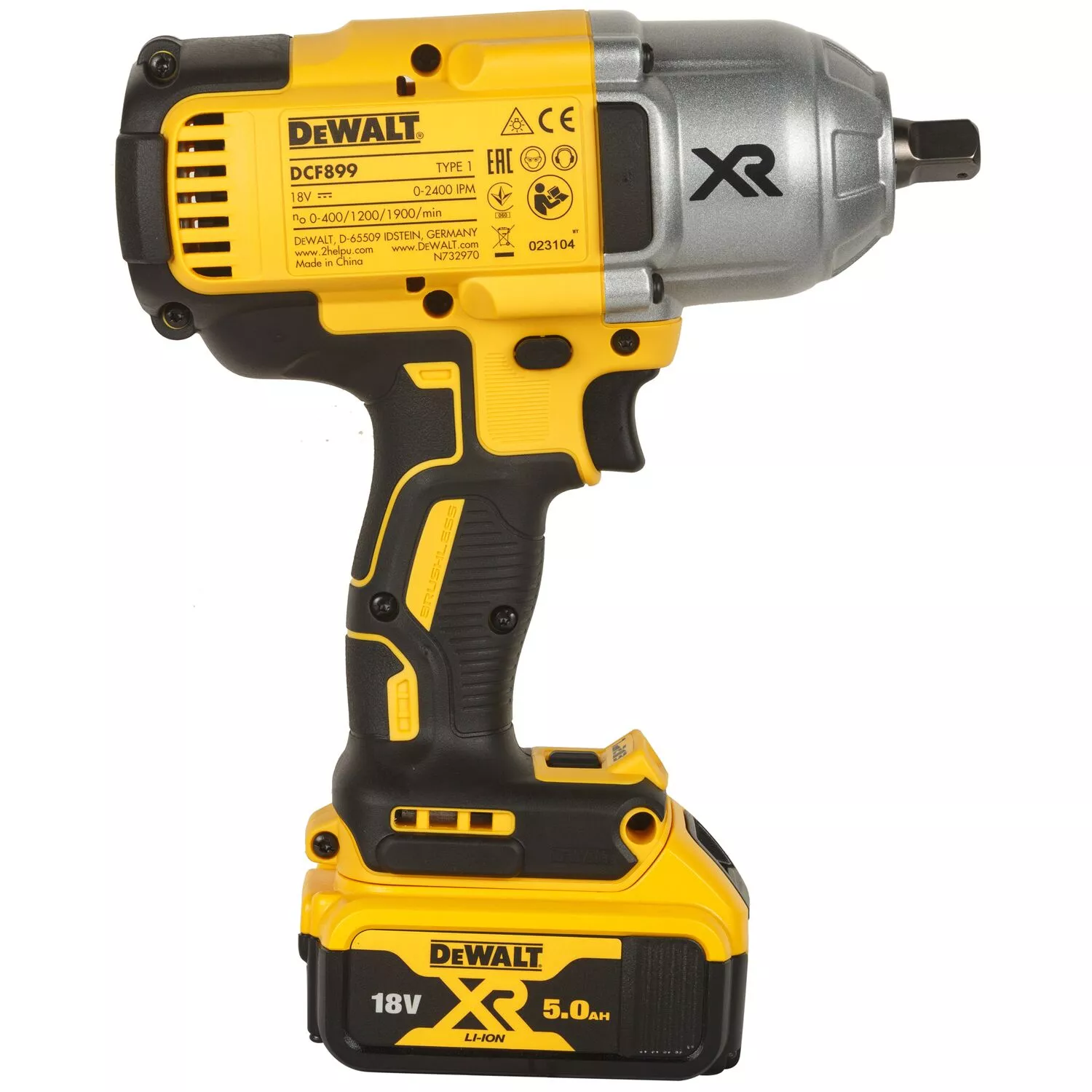DeWALT DCF899P2 - Set clé à choc Li-Ion 18V (2x batterie 5.0Ah) dans coffret TSTAK - 1625Nm - Moteur brushless-image