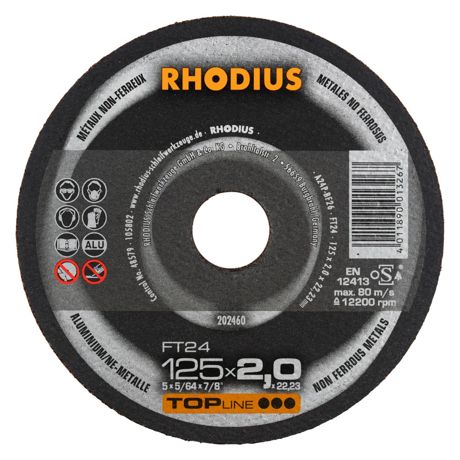 Rhodius 202460 FT24 TOPline lll Doorslijpschijf conventioneel 125 x 22,23 x 2mm (25 st)-image