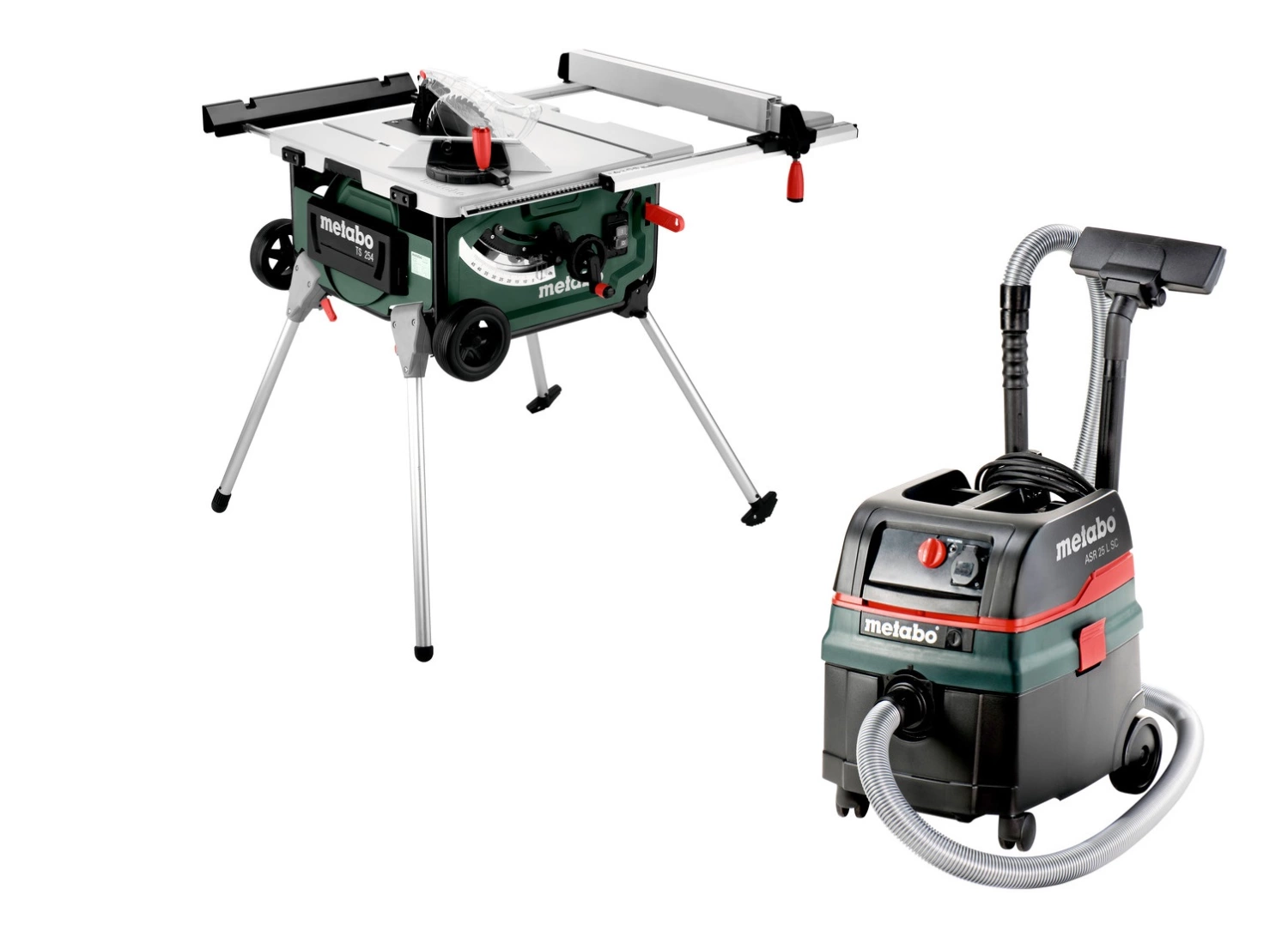 Metabo TS 254 Zaagtafel op onderstel & Alleszuiger / bouwstofzuiger (ASR 25 L SC) combiset - 2000W - 254 x 30mm-image