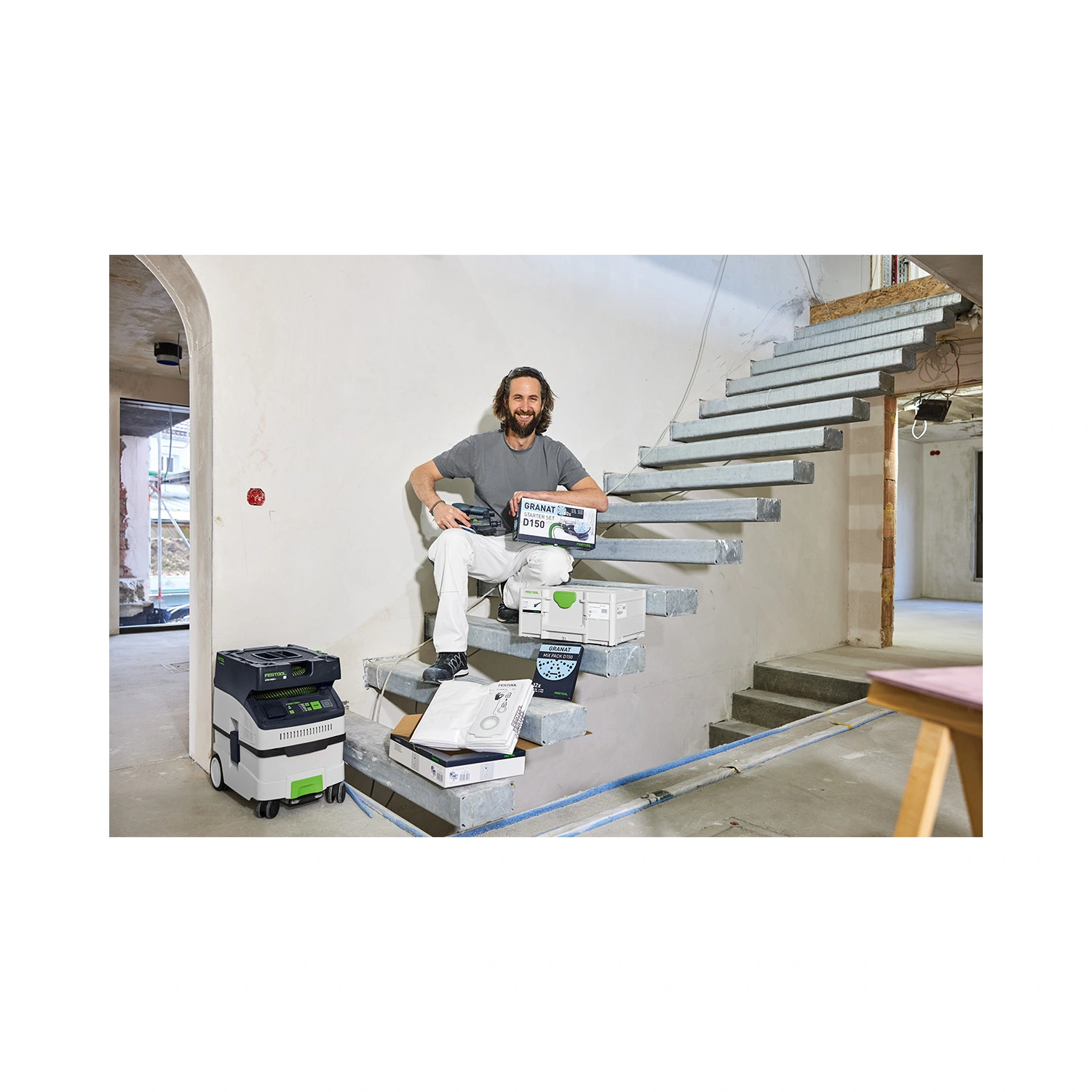 Festool 578866 excenterschuurmachine (ETS EC 150/5-Plus) en bouwstofzuiger (CTM MIDI I) combiset
