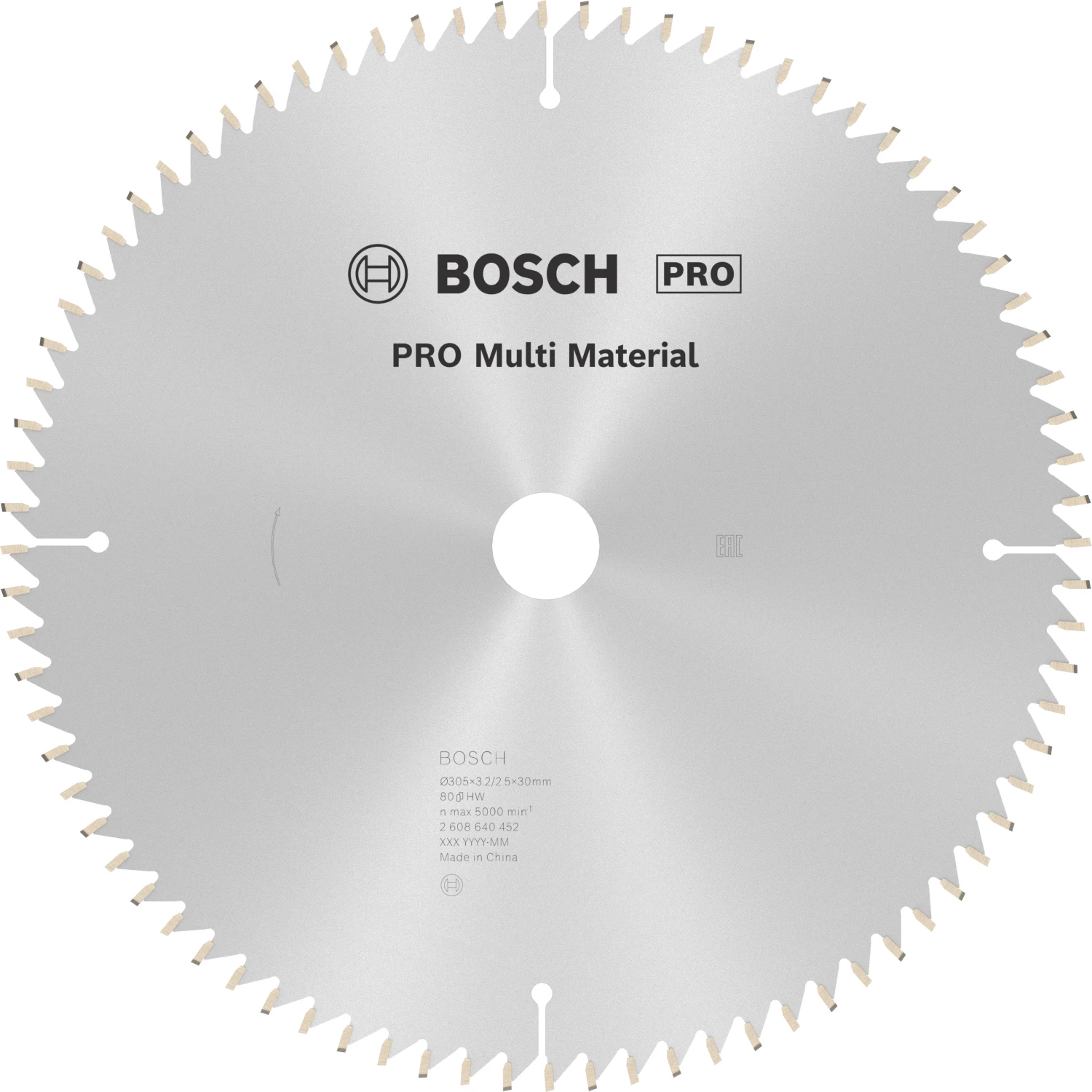 Bosch 2608640452 - Lame de Scie Circulaire Multi Material, 305 x 30 x 3,2 mm, 80D-image
