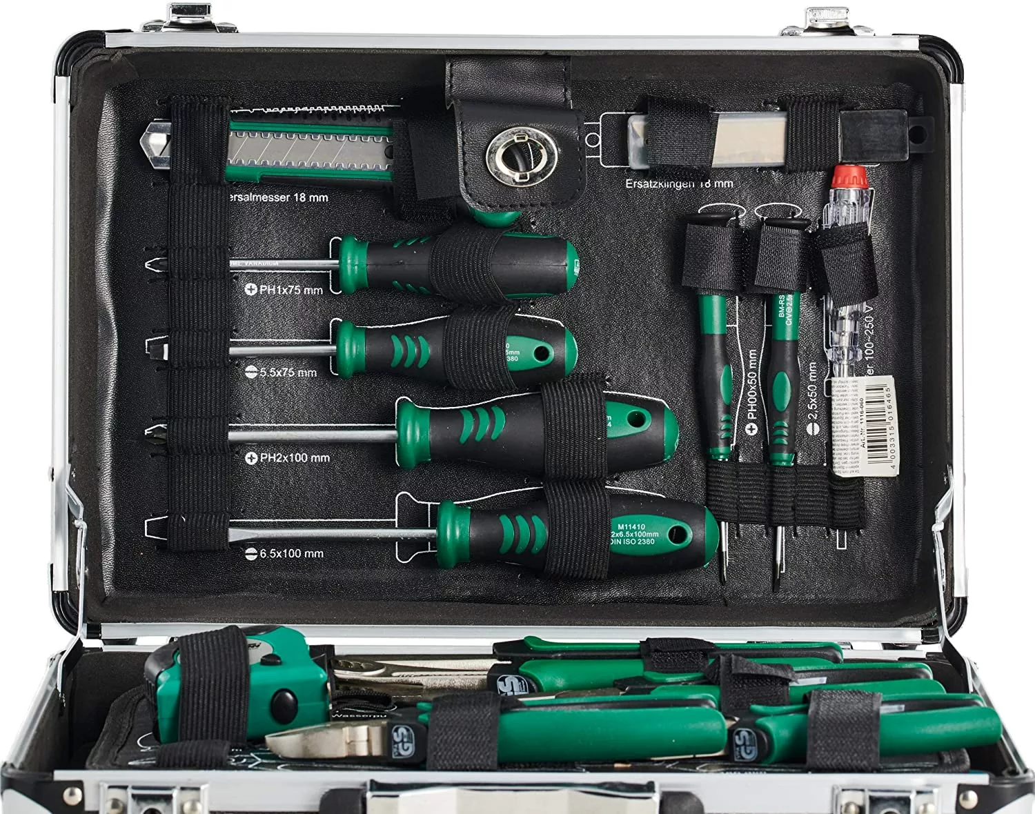 Brüder Mannesmann 29067 Coffret d'outils en aluminium - 90 pièces-image