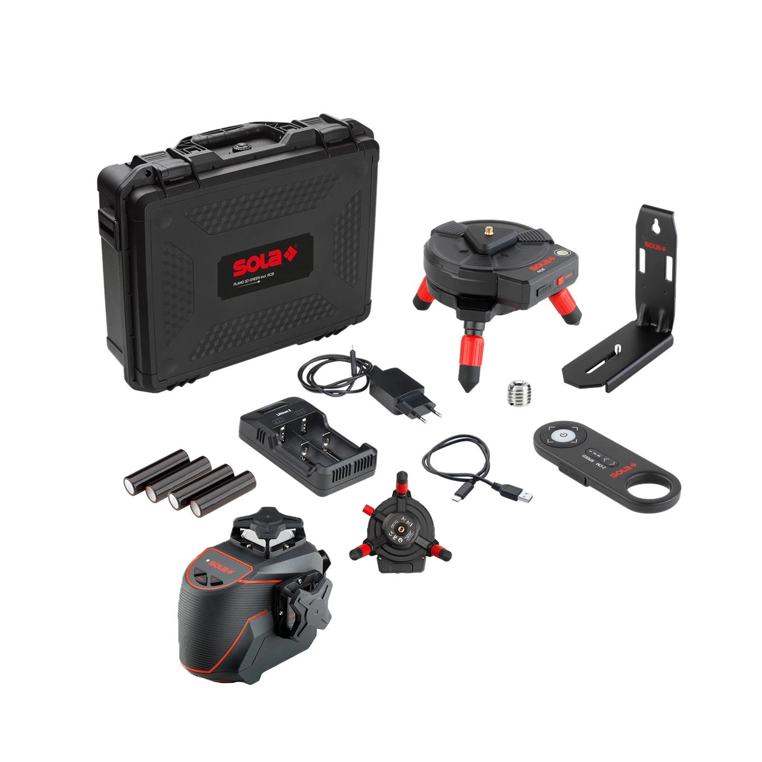 Sola PLANO 3D Green RCB Set Laser à lignes croisées 360° dans un coffret - 3 lignes - vert - 30 m - IP54-image