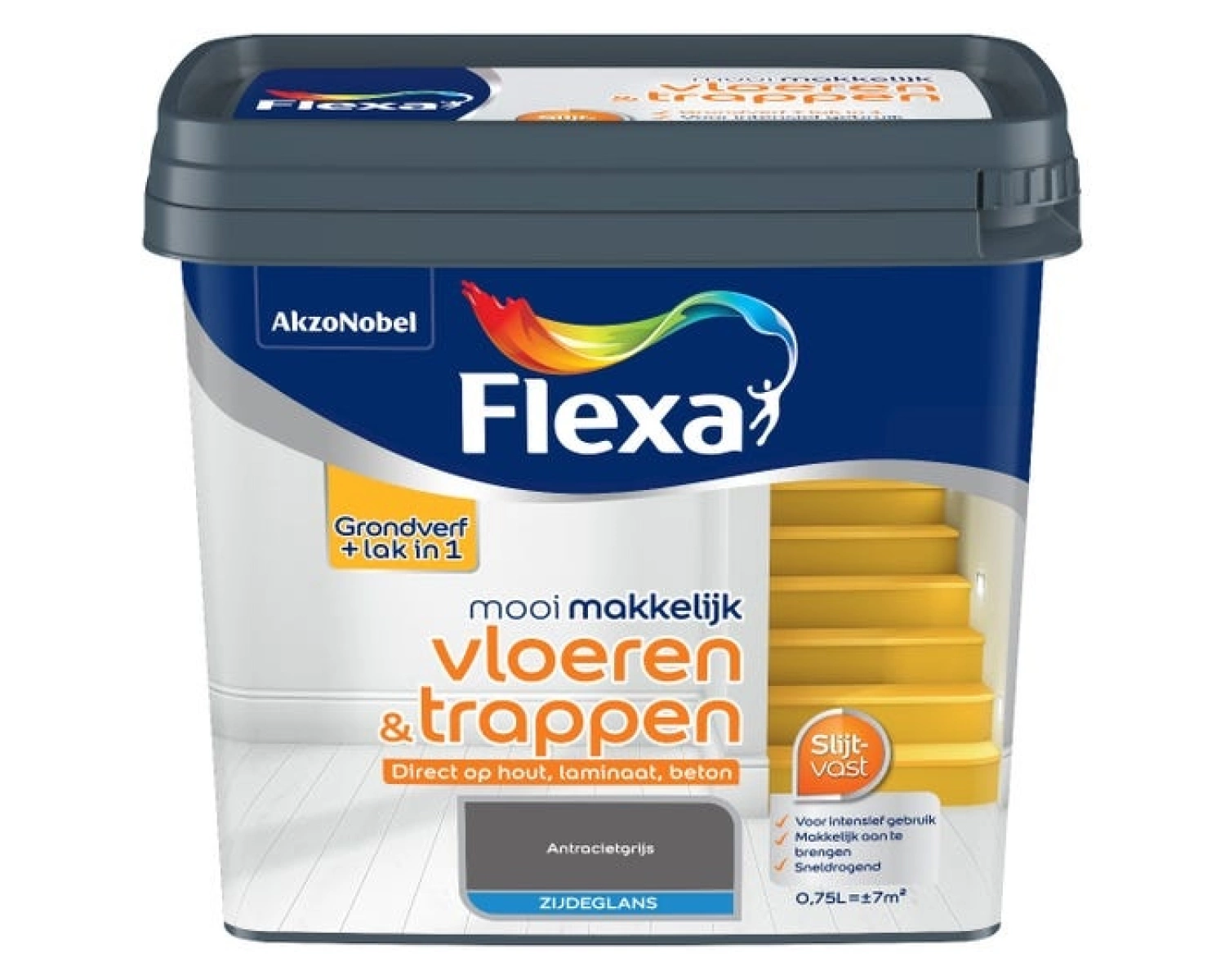 Flexa Mooi Makkelijk Vloeren & Trappen Zijdeglans - antraciet - 0,75L-image