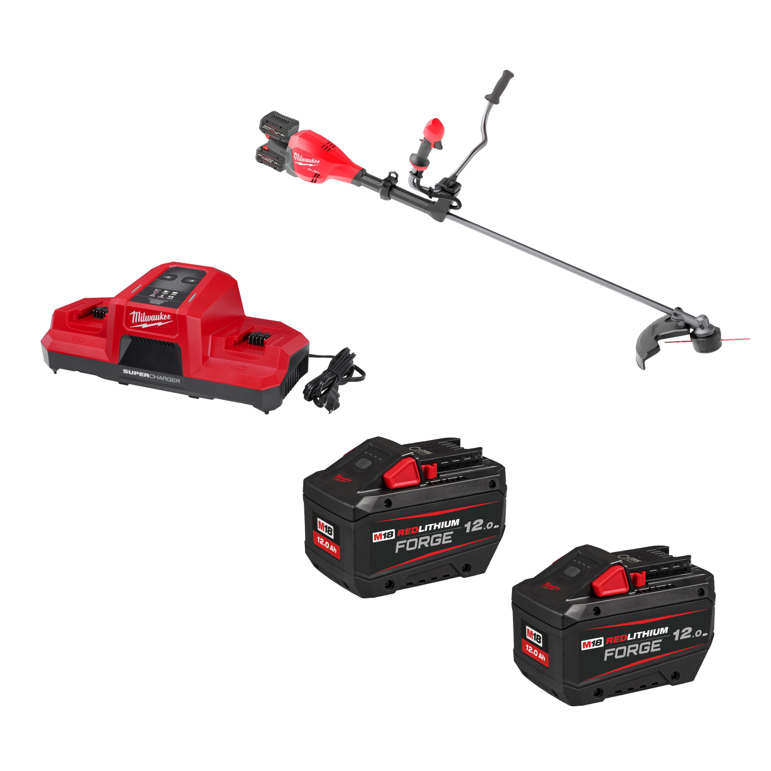 Milwaukee M18 F2BCU-122 18V Li-ion accu bosmaaier set (2x 12.0Ah accu) - asymmetrisch stuur - 43cm-image