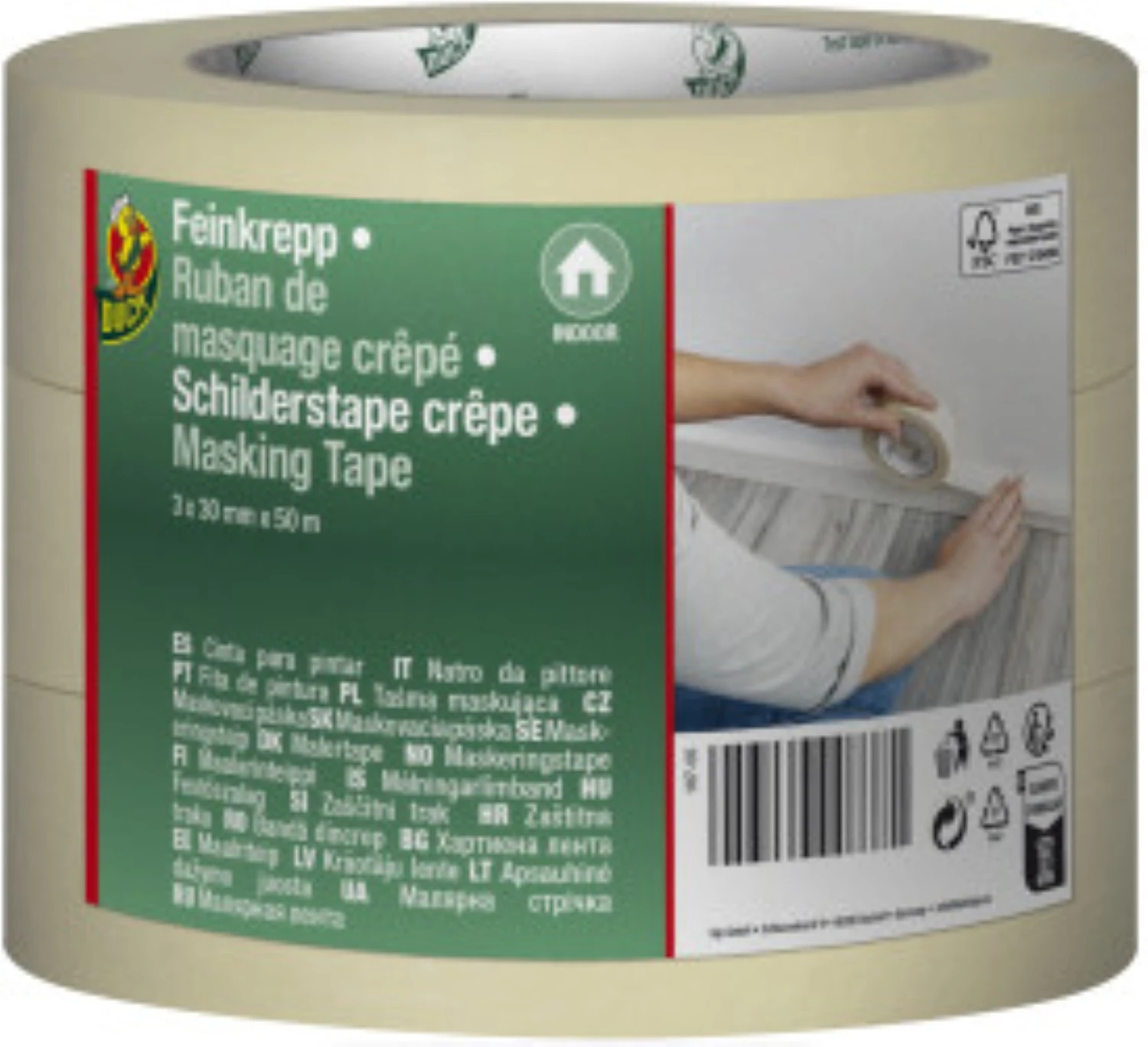 Duck Tape 107-05 Ruban de masquage Basic - Lot de 3 - 30 mm x 50 m
