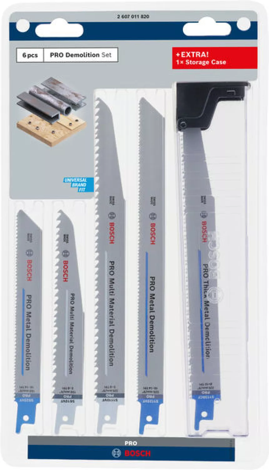 Bosch 2607011820 PRO Jeu de 6 lames de scie de démolition sous blister avec boîte de rangement-image