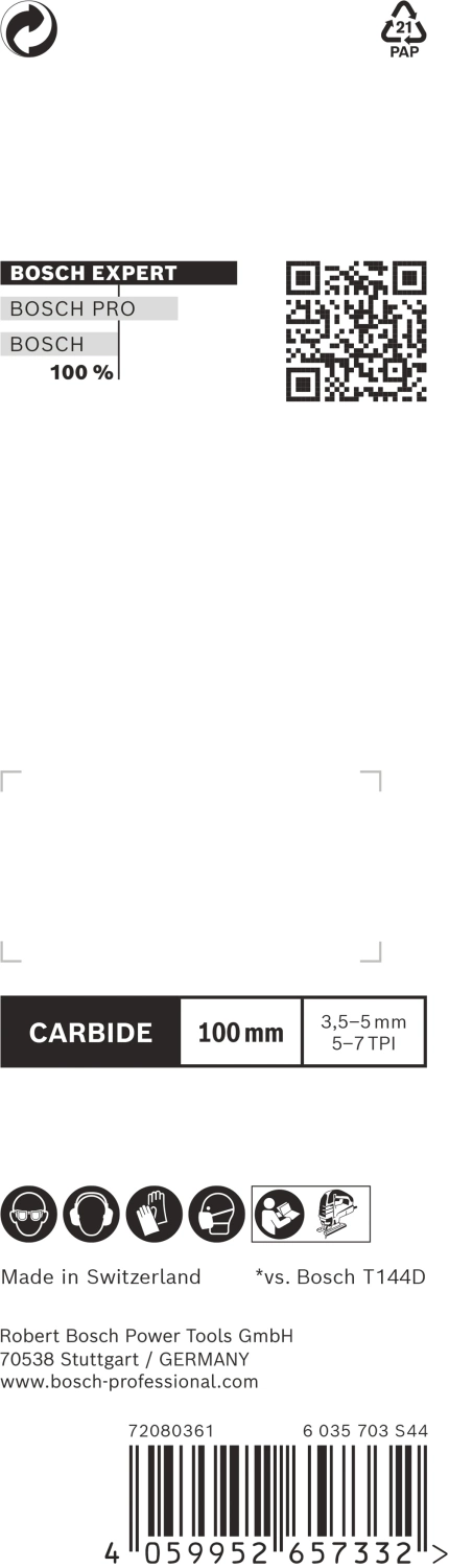 Bosch EXPERT T144DHM Lame de scie sauteuse Hardwood Fast - 100 mm - bois (2 pièces)-image