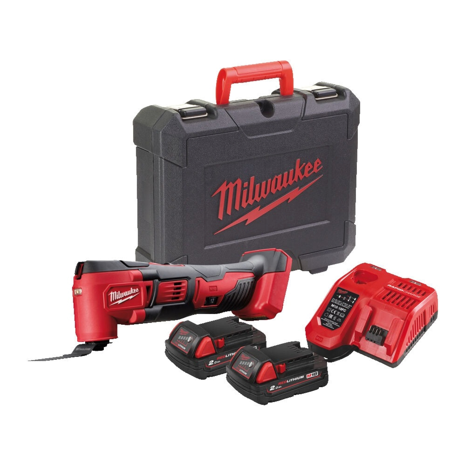 Milwaukee M18 BMT-421C 18V Li-Ion Accu multitool set (1x 4.0Ah & 1x 2.0Ah accu) + 8 delige accessoireset in HD-Box-image