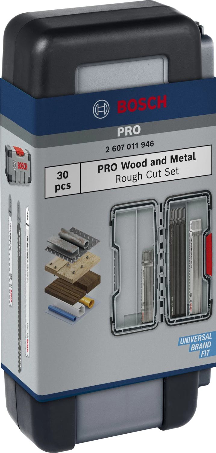 Bosch 2607011946 PRO Jeu de 30 lames de scie à bois et à métaux pour coupe grossière en cassette Toughbox-image