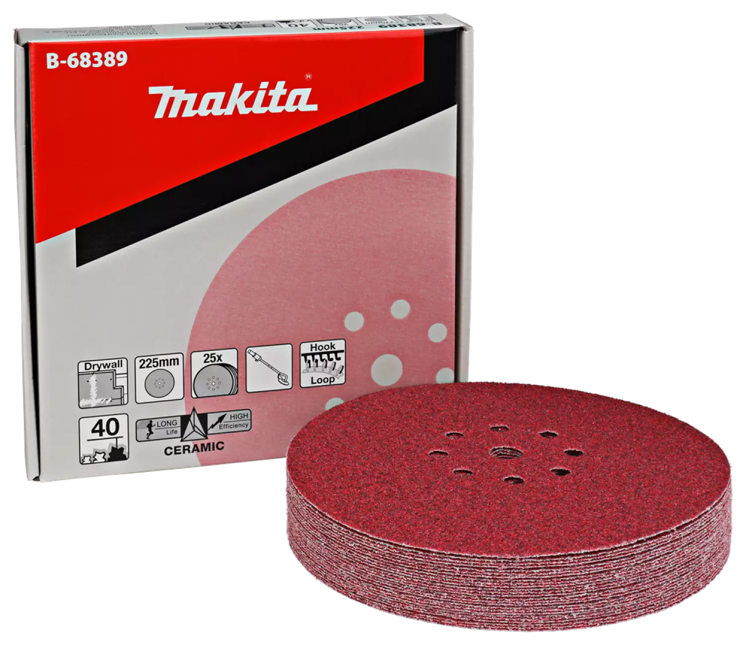 Makita B-68389 Schuurschijf velcro - 225mm - K40 (25st.)-image